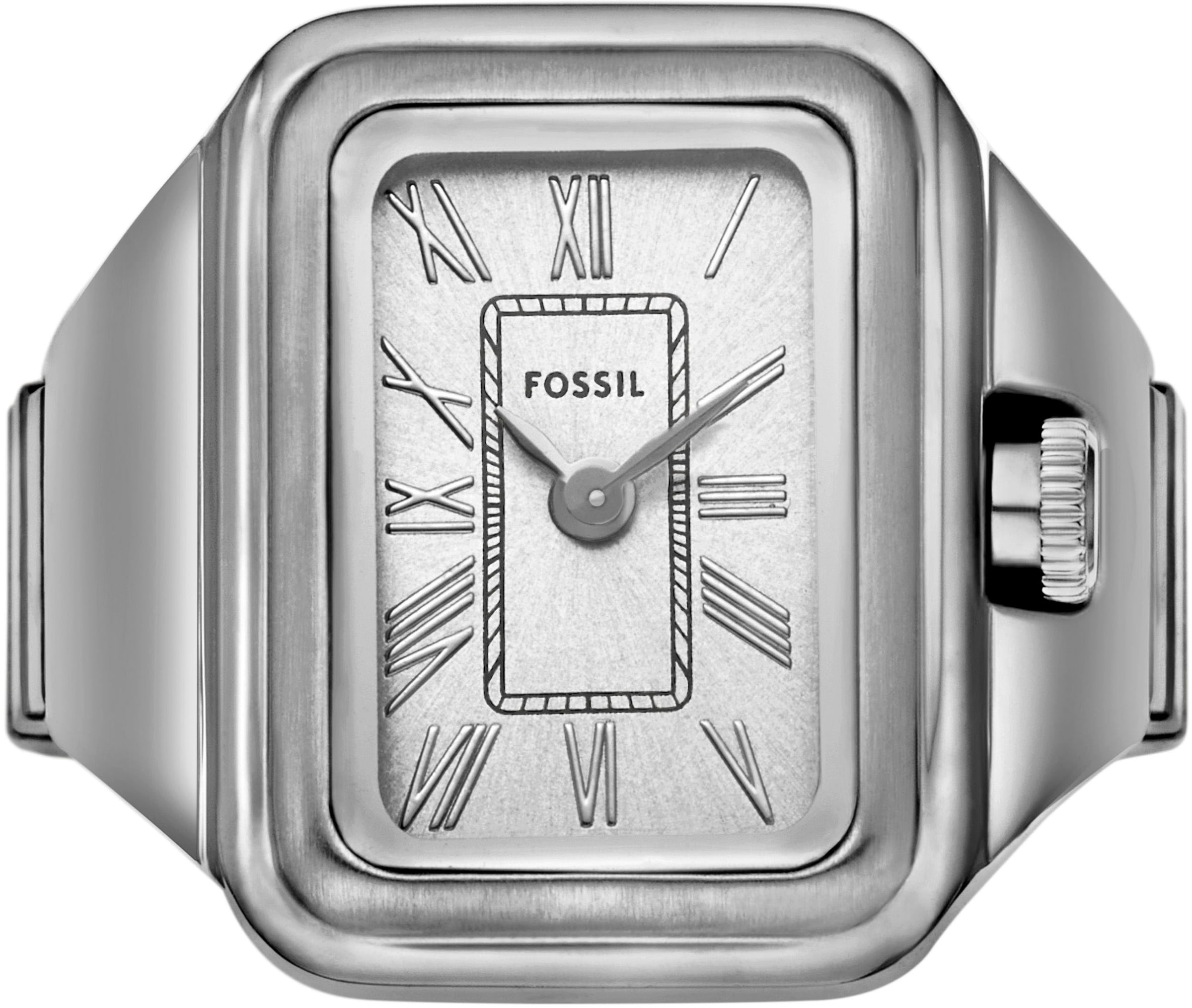 Fossil Uhrenring »RAQUEL WATCH RING«, Quarzuhr, Damenuhr, analog, Edelstahlring, Zugband