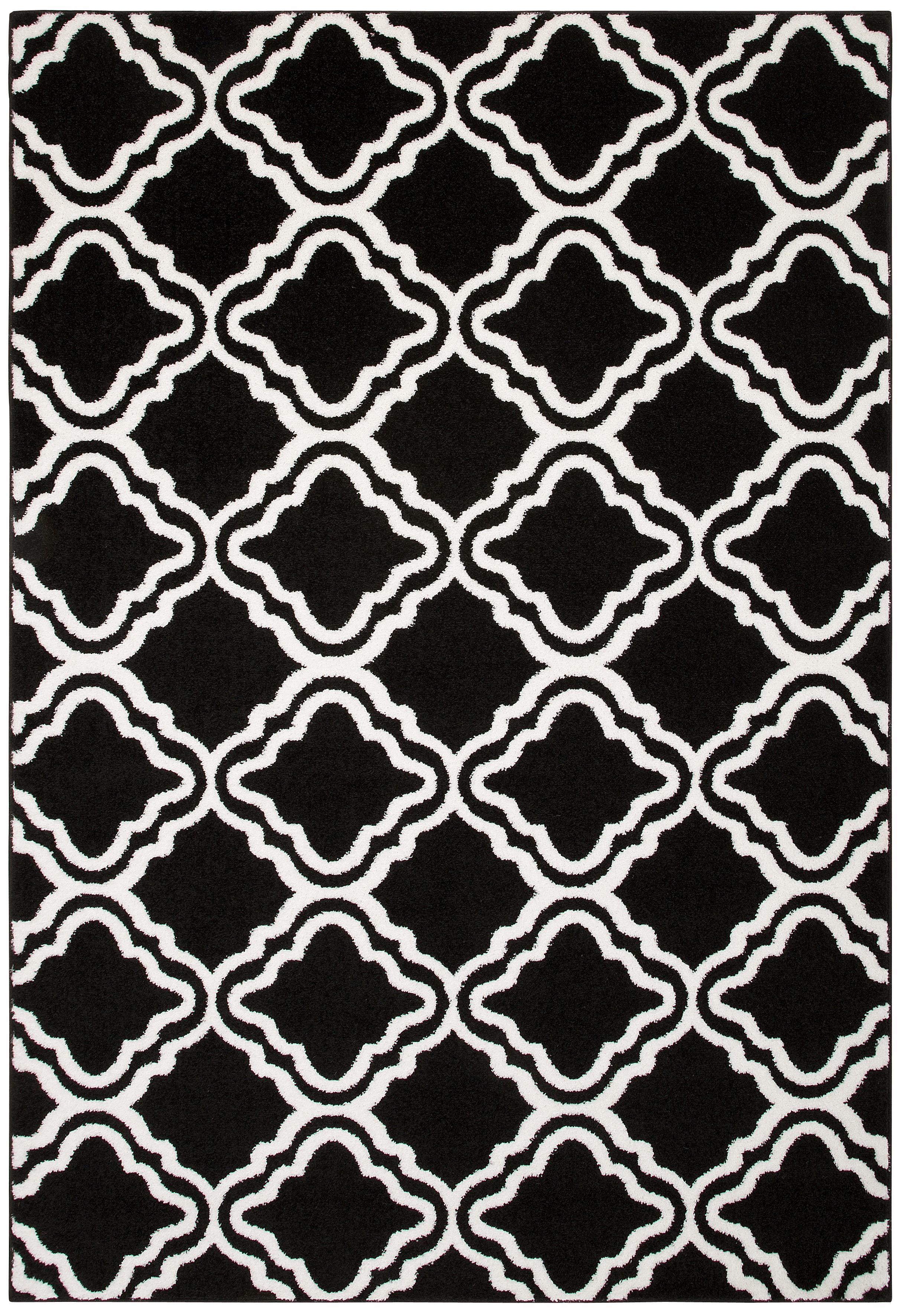 My Home Teppich »Debora« rechteckig 13 mm Höhe Kurzflor Teppich, gemustert, geometrisches Design, weich in schwarz