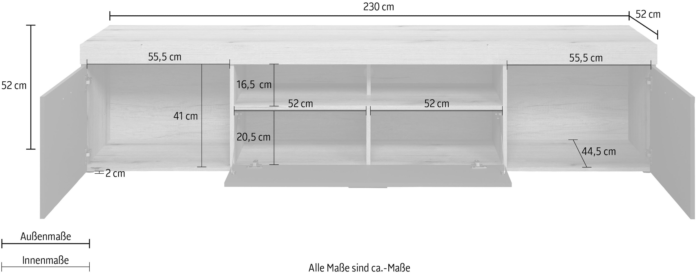 Home affaire TV-Schrank »Tyler«, (Packung, 1 St.), Mit Hirnholzapplikationen