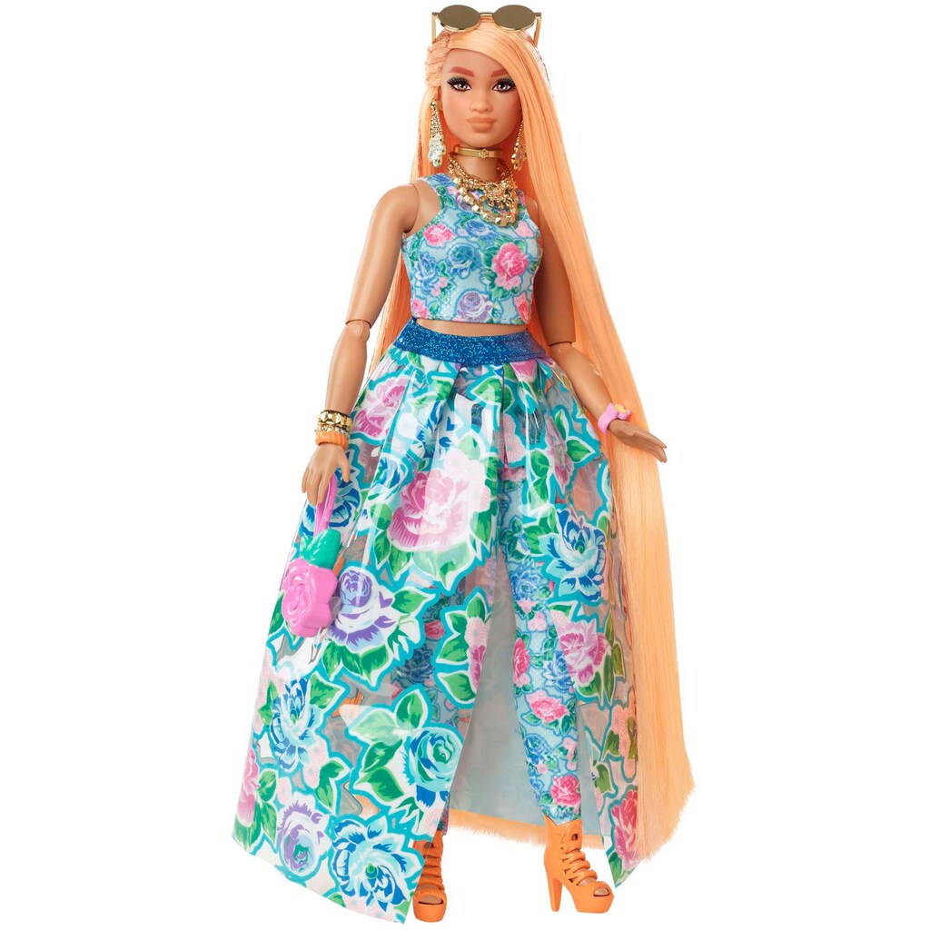 Barbie Anziehpuppe »Extra Fancy im blauen Kleid mit Blumenmuster«