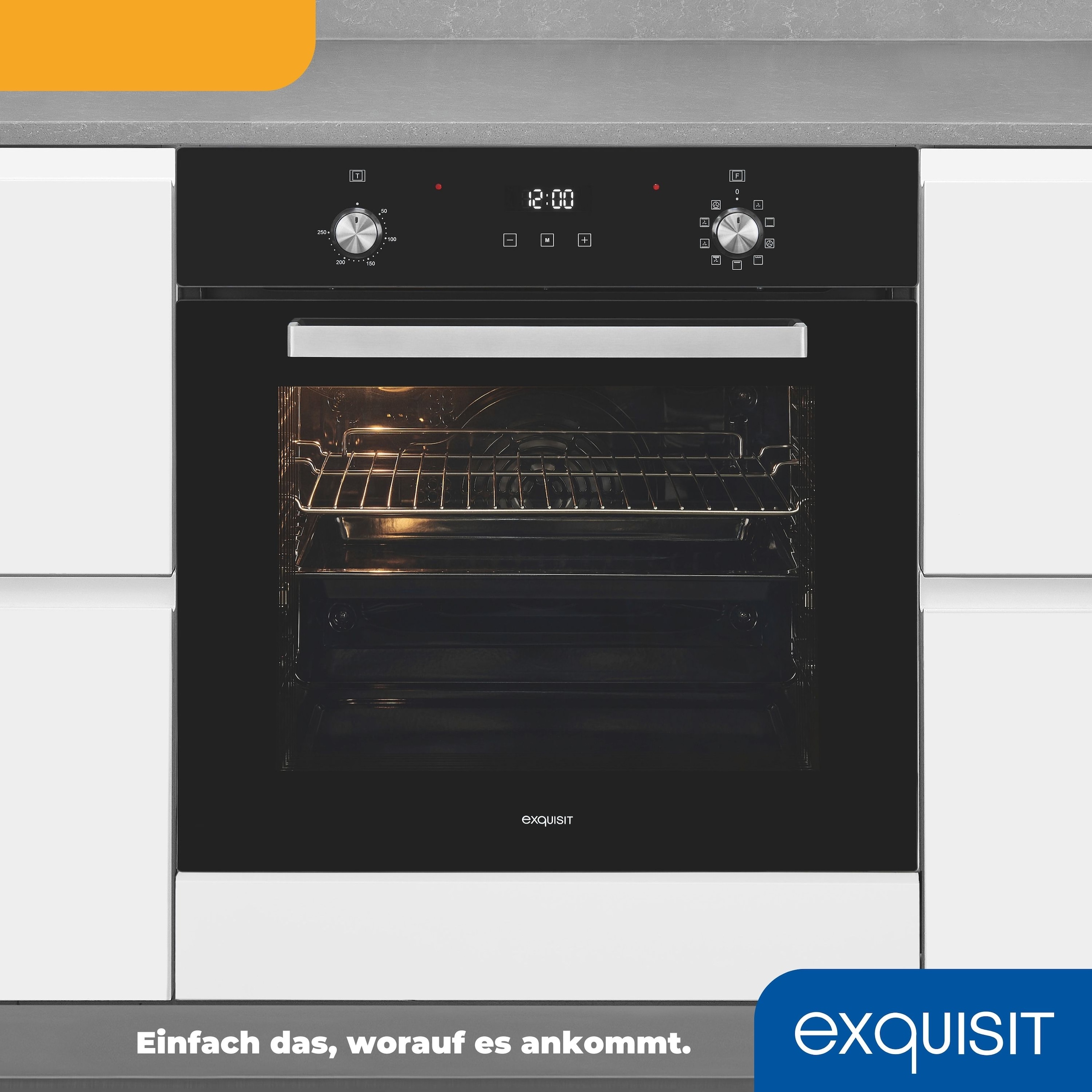 exquisit Backofen  »EBE76-9-H-020 schwarz«, mit 1-fach-Teleskopauszug