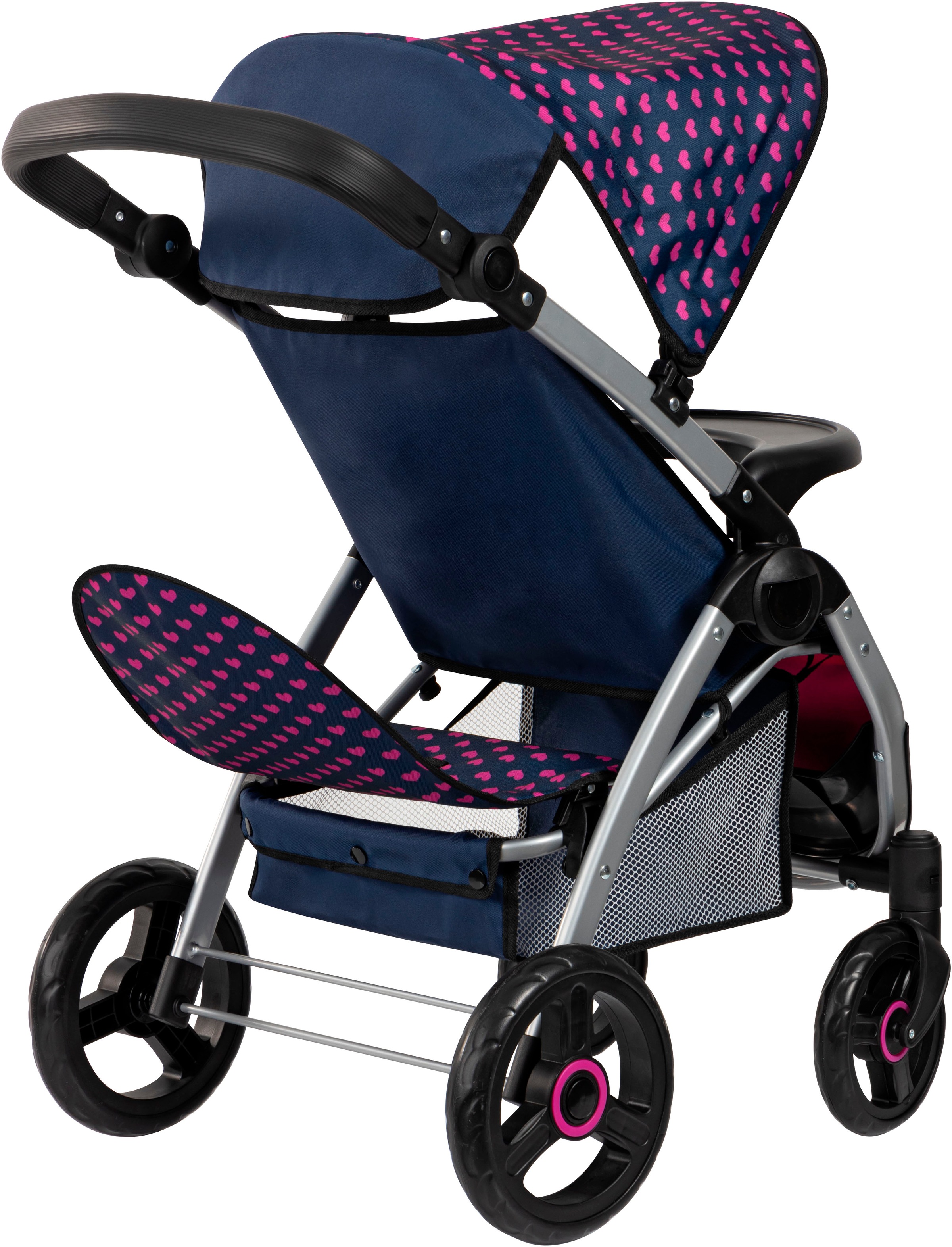 Bayer Puppen-Zwillingsbuggy »Twin Star, blau/pink«, mit Wickeltasche