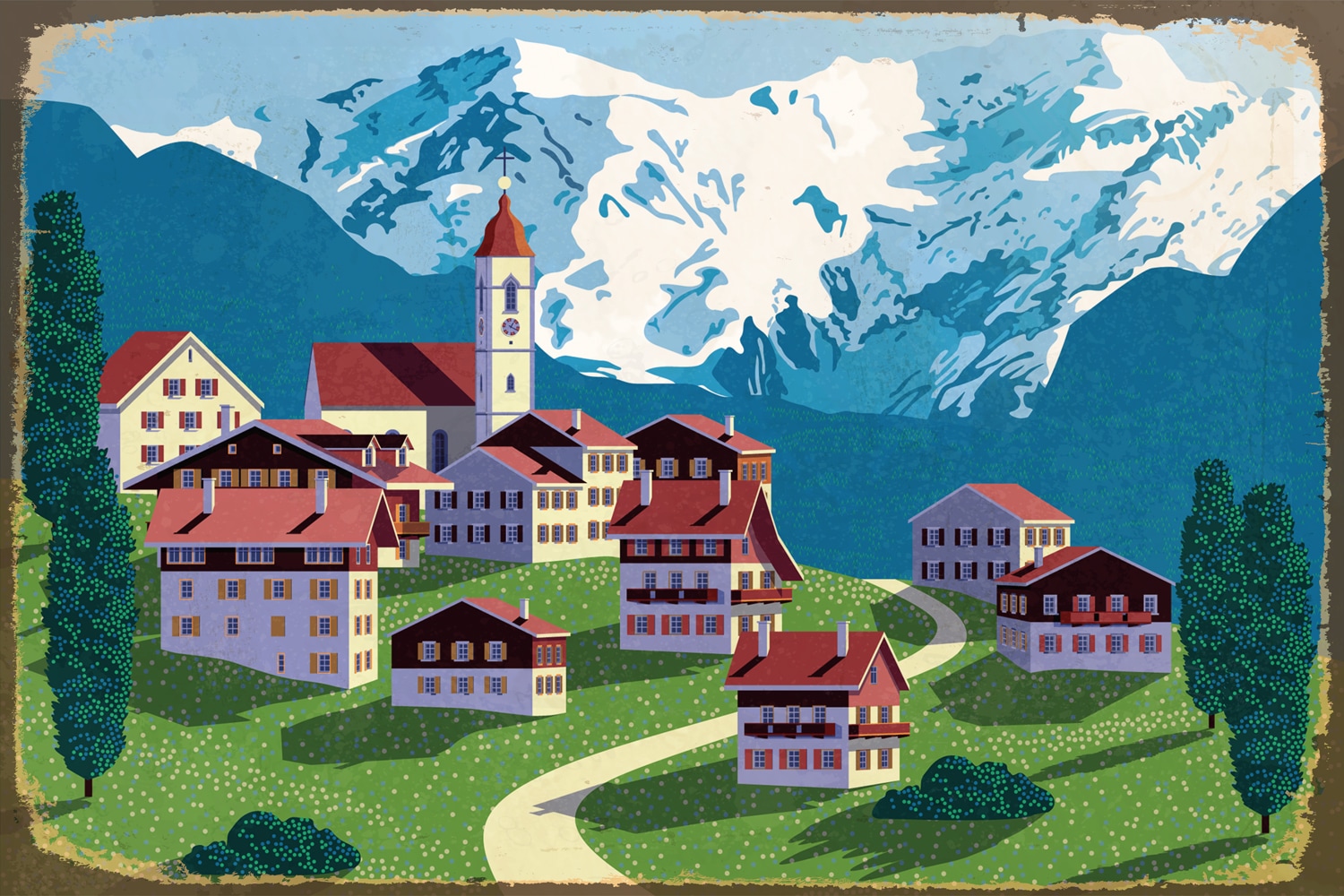 queence Metallbild »Heidi«, Schweiz-Berge & Alpenbilder, Stahlschild, Blechschild, Berge, Schnee, Urlaub