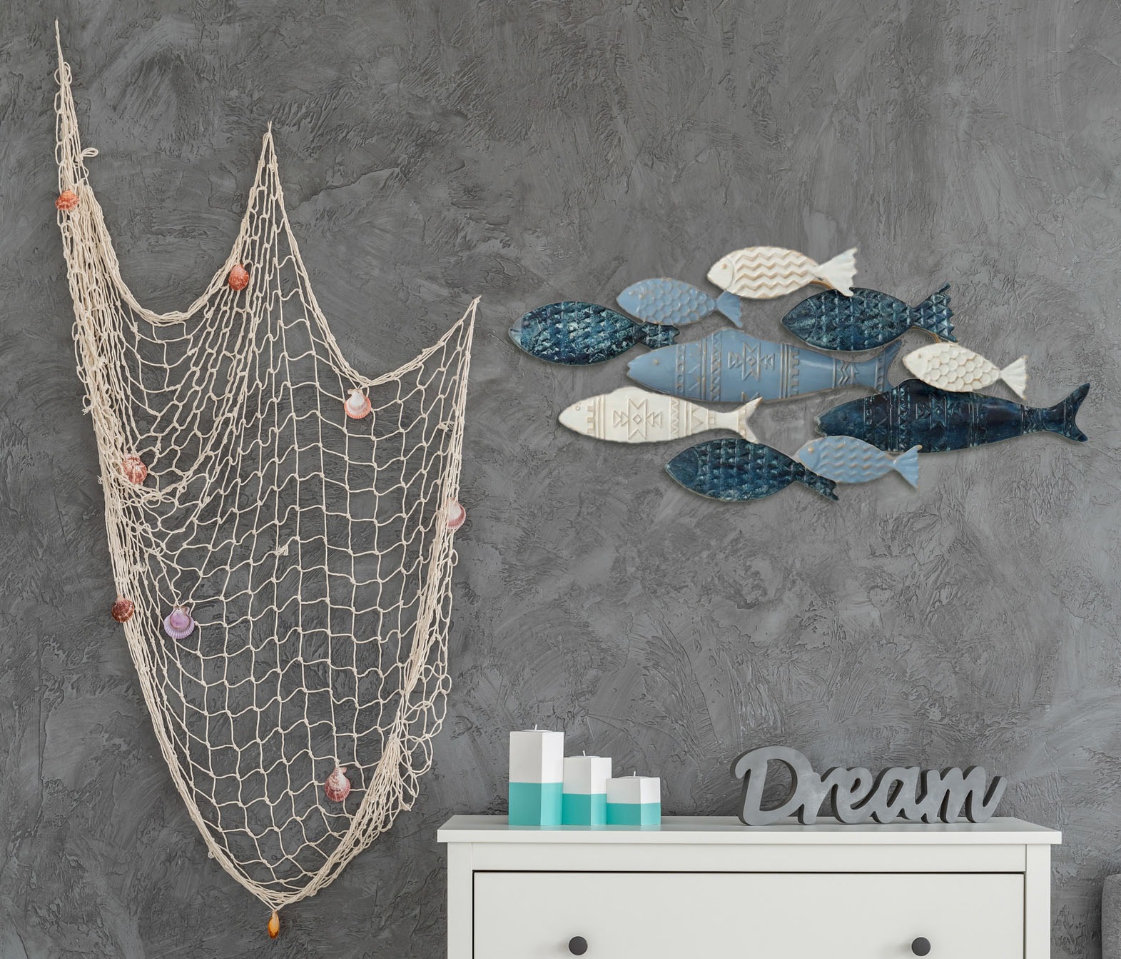 Bönninghoff Metallbild »ABSTRAKT – FISCHE BLAU 70x30 cm – Deko modern« Fisch | Fisch & Meeresfrüchte | Wassertiere Wanddekoration