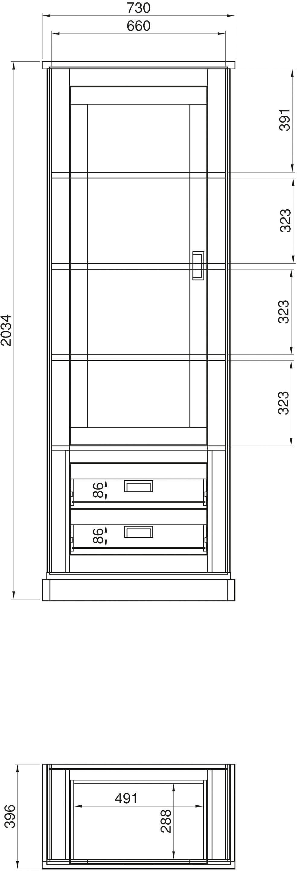 Home affaire Vitrine »ORLANDO«, Höhe ca. 204 cm