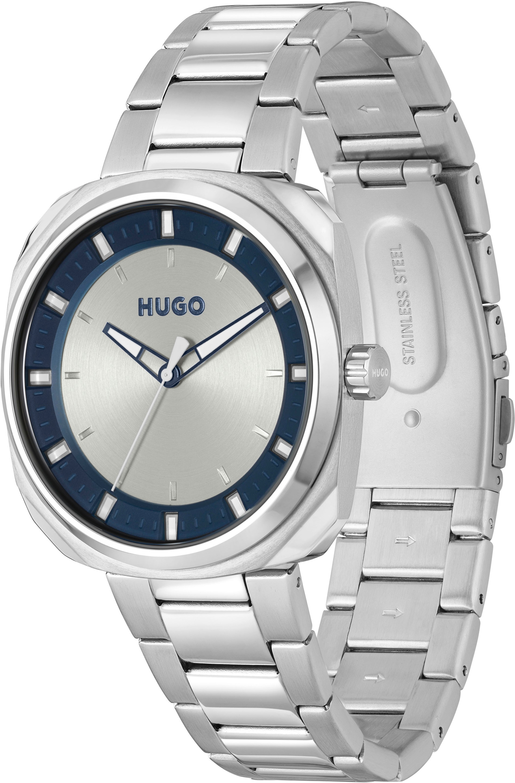 HUGO Quarzuhr »#SHRILL«, Armbanduhr, Herrenuhr, Mineralglas, Edelstahlarmband