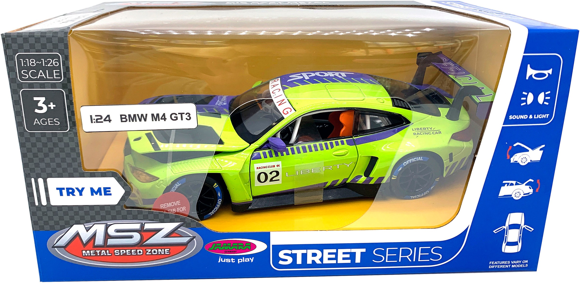 Jamara Spielzeug-Auto »Diecast, BMW M4 GT3 inklusive Batterien« LED Licht; Maßstab 1:24