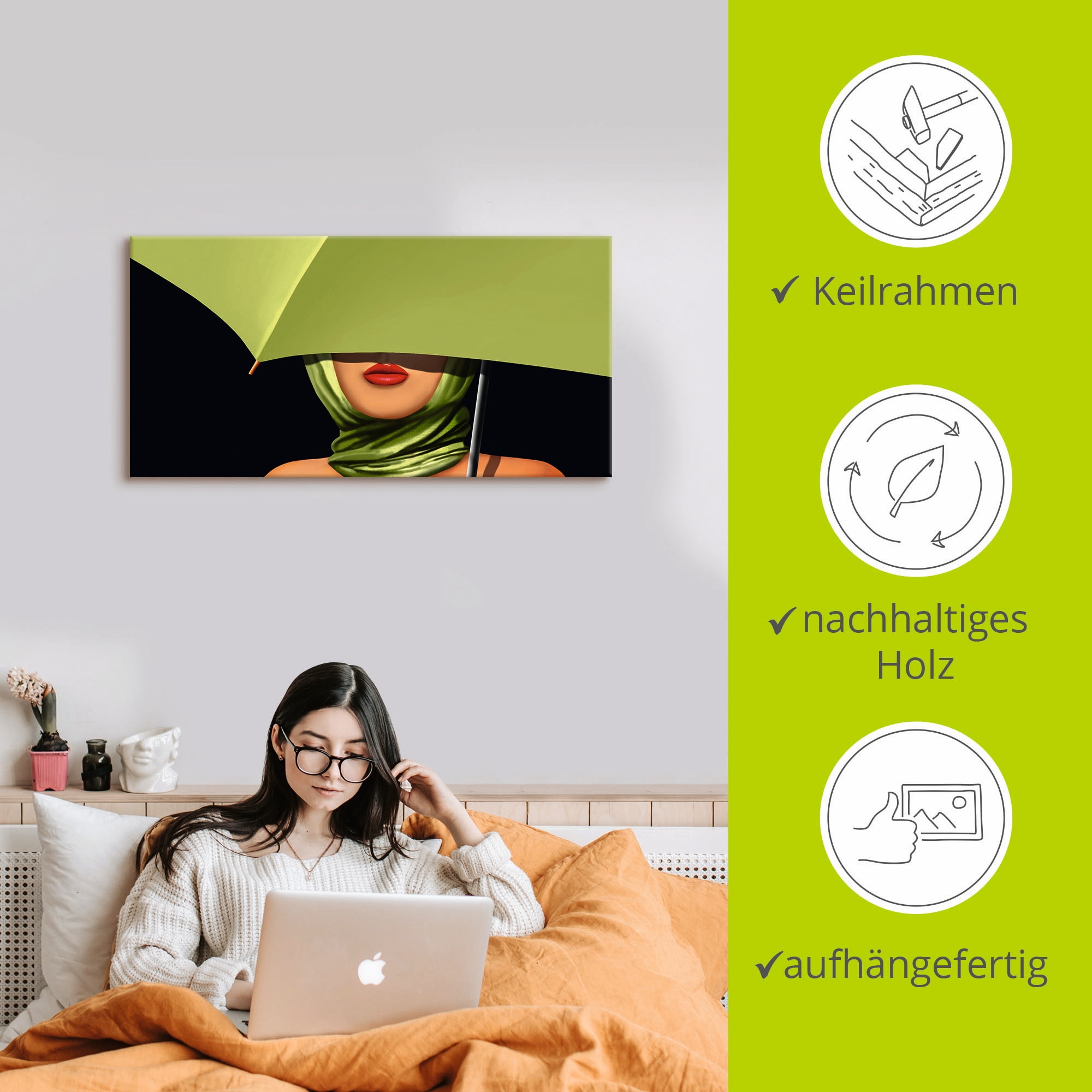 Artland Wandbild »Rote Lippen« Mode 1 Stk. tlg. auf Holzrahmen gespannt