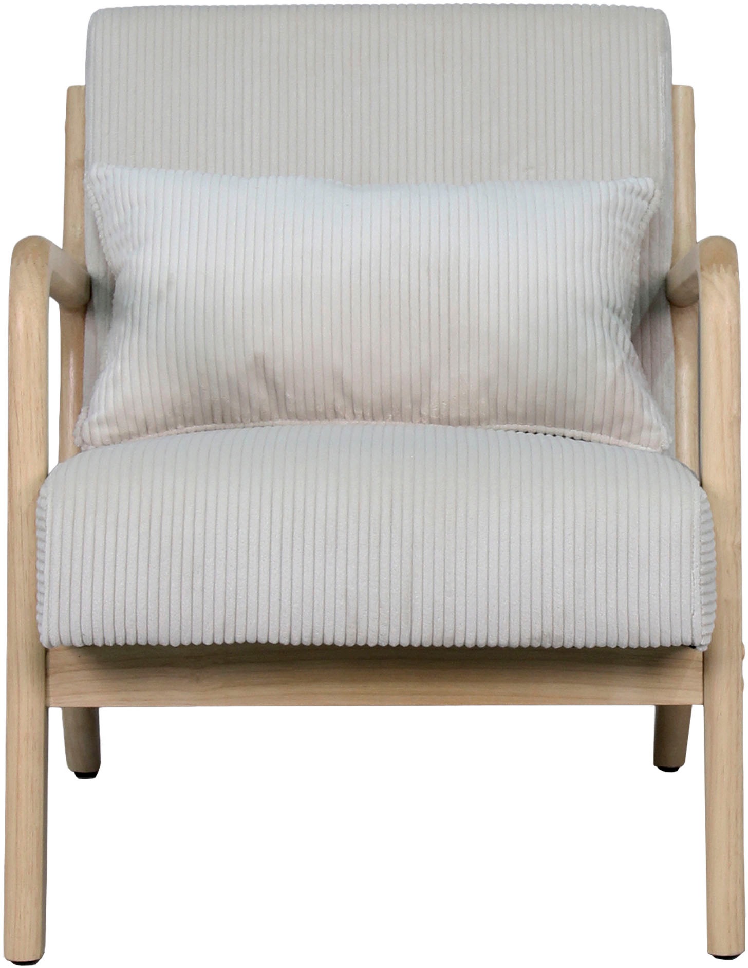 byLIVING Sessel »NOHR« Grob-Cord, Gestell Massivholz Rubberwood, Separates Zierkissen