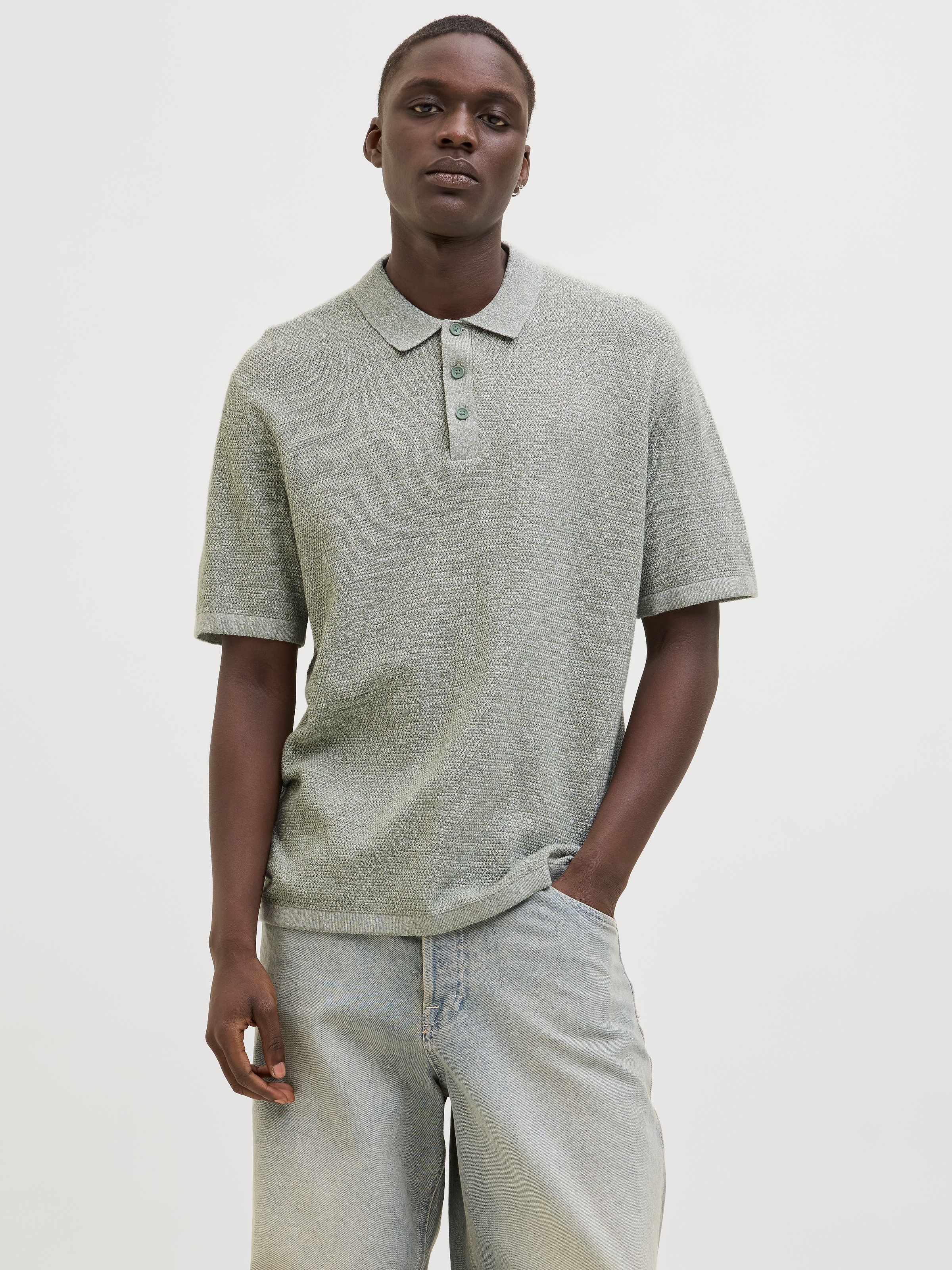 Jack & Jones Kurzarmpullover »JJEGEORGE KNIT POLO SS SN«, mit Polo Kragen