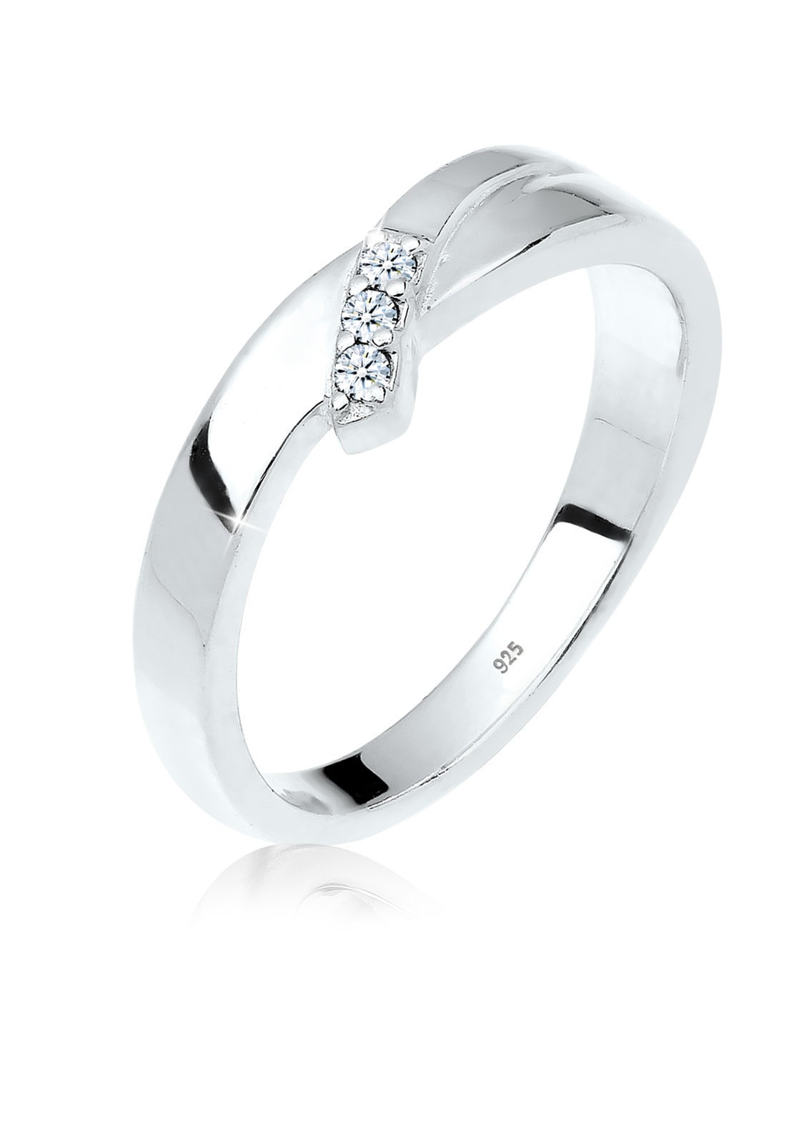 Trauring »Ring Verlobung Trio Diamant (0.04 ct.) 925 Silber«