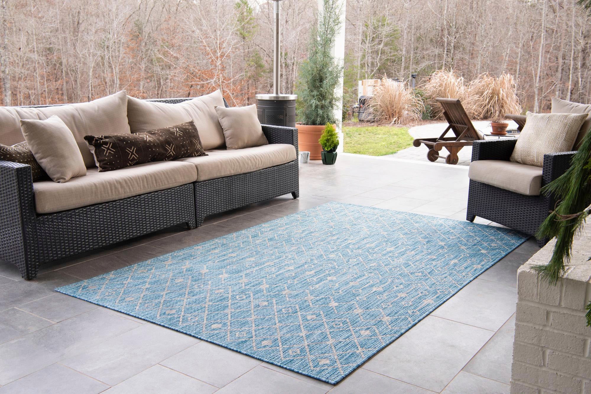 Myflair Möbel & Accessoires Teppich »Outdoor Crosses Lagerräumung«, rechteckig, 4 mm Höhe, Flachgewebe, Rauten Muster, In- und Outdoor geeignet