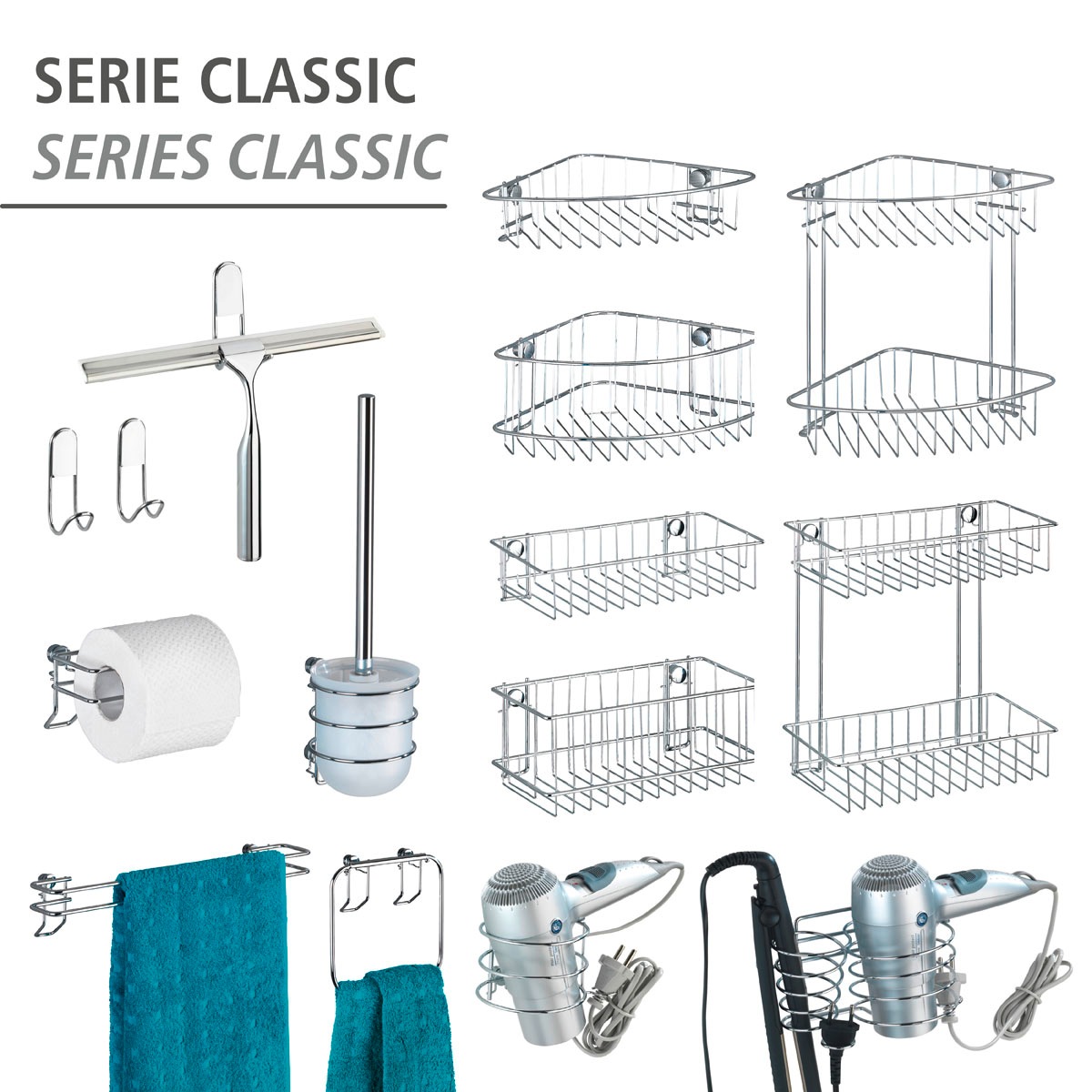 WENKO Badregal »Classic«, zur Wandmontage, aus verchromtem Stahl
