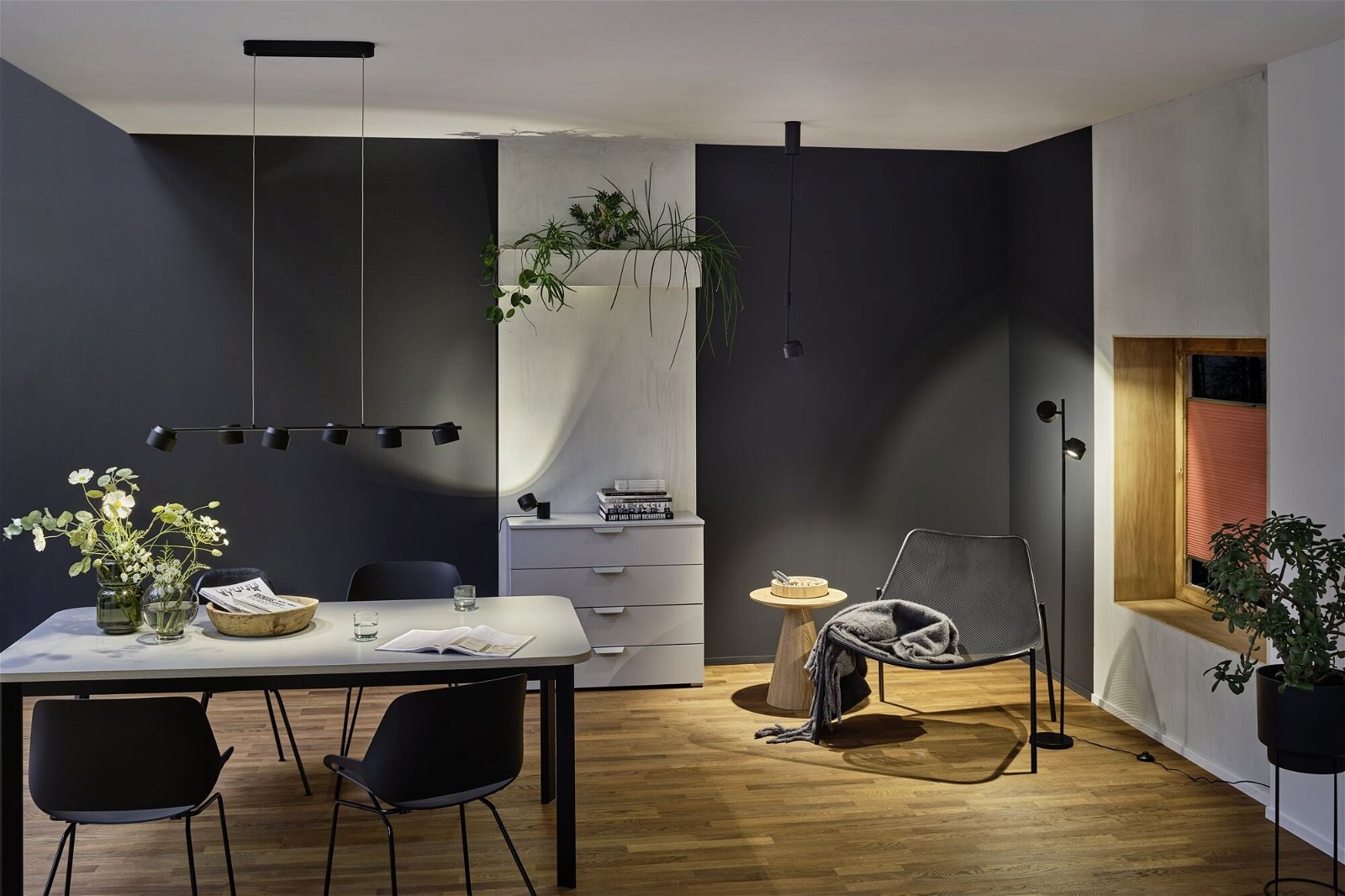 Paulmann LED Pendelleuchte »Puric Pane 6x4,5W Anthrazit/Schwarz 230V Metall/Kunststoff«, 6 flammig, 3-step-dimmbar