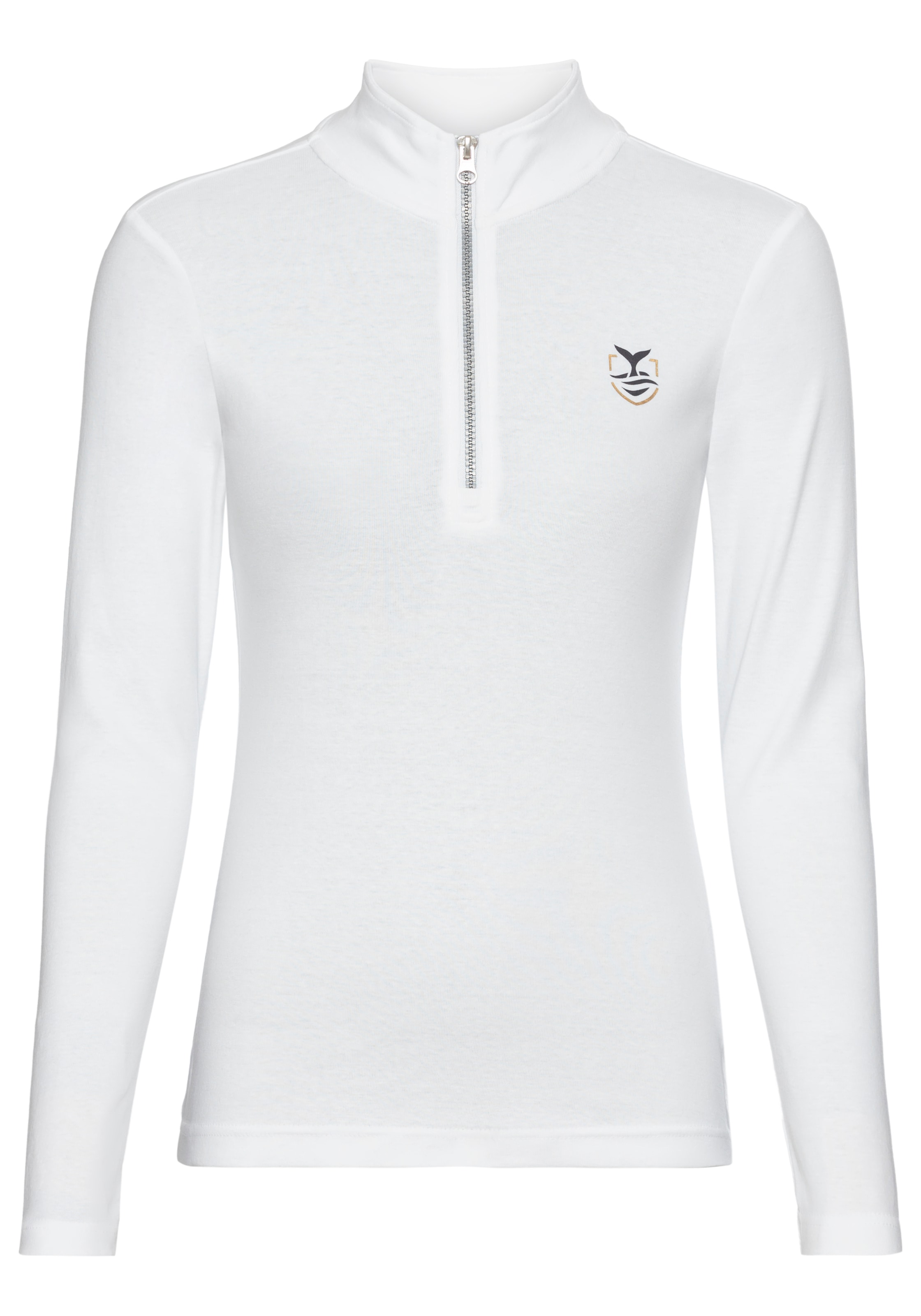 DELMAO Langarmshirt, mit Troyer-Kragen