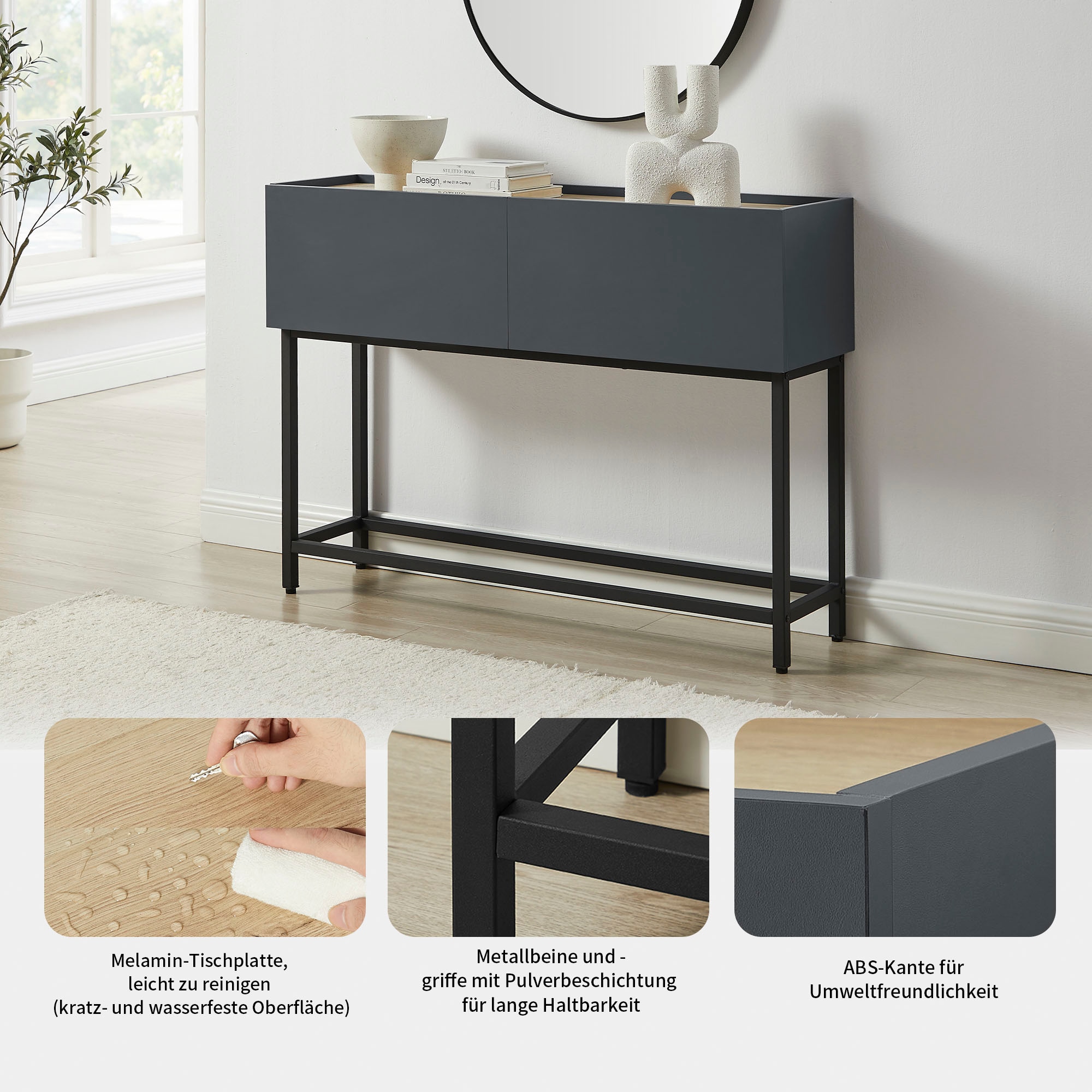 OTTO home Konsolentisch »Azly« pflegeleichte Melaminoberfläche, Metallgestell, Breite 120 cm