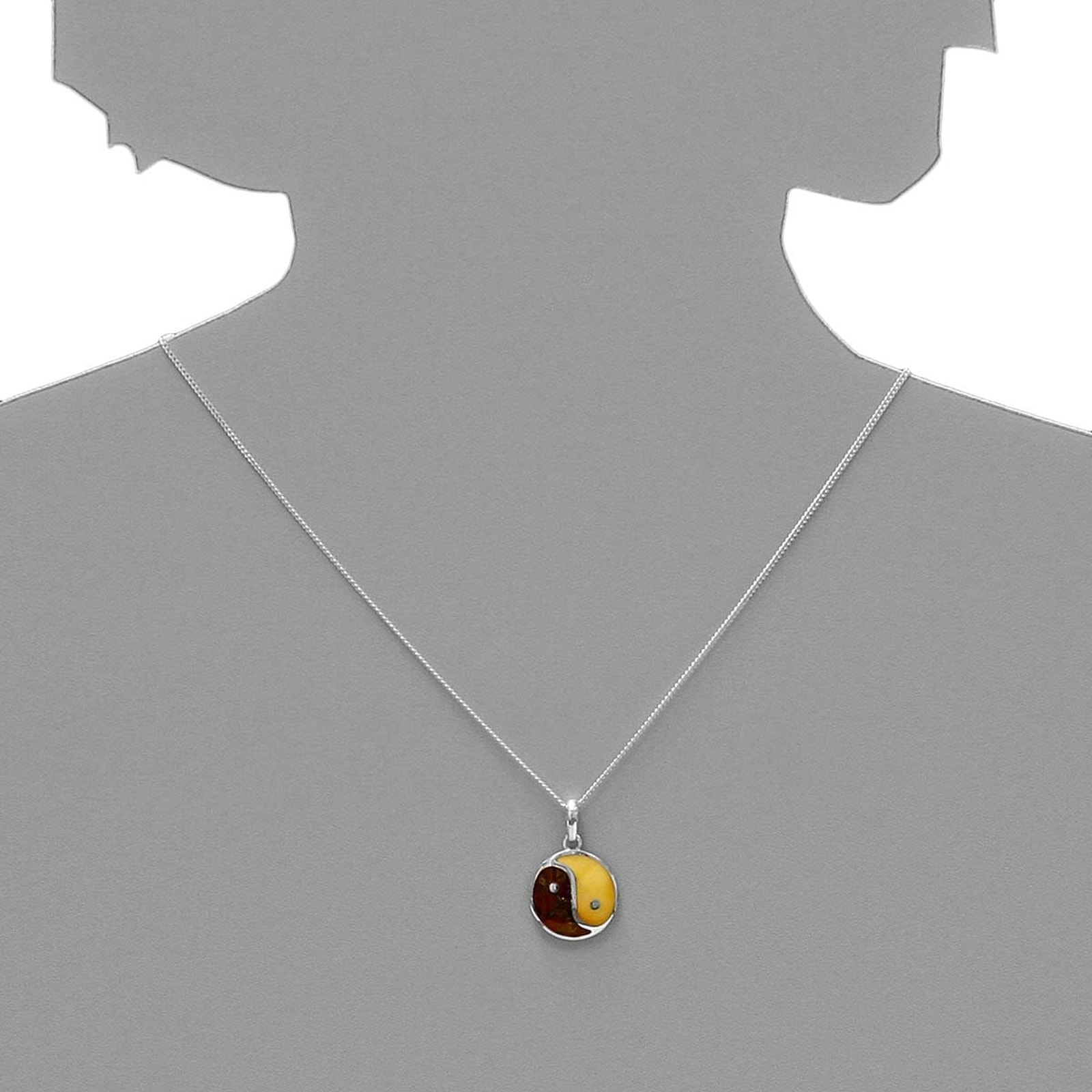 OSTSEE-SCHMUCK Kette und Anhänger Set »- Yin-Yang - Silber 925/000 - Bernstein«