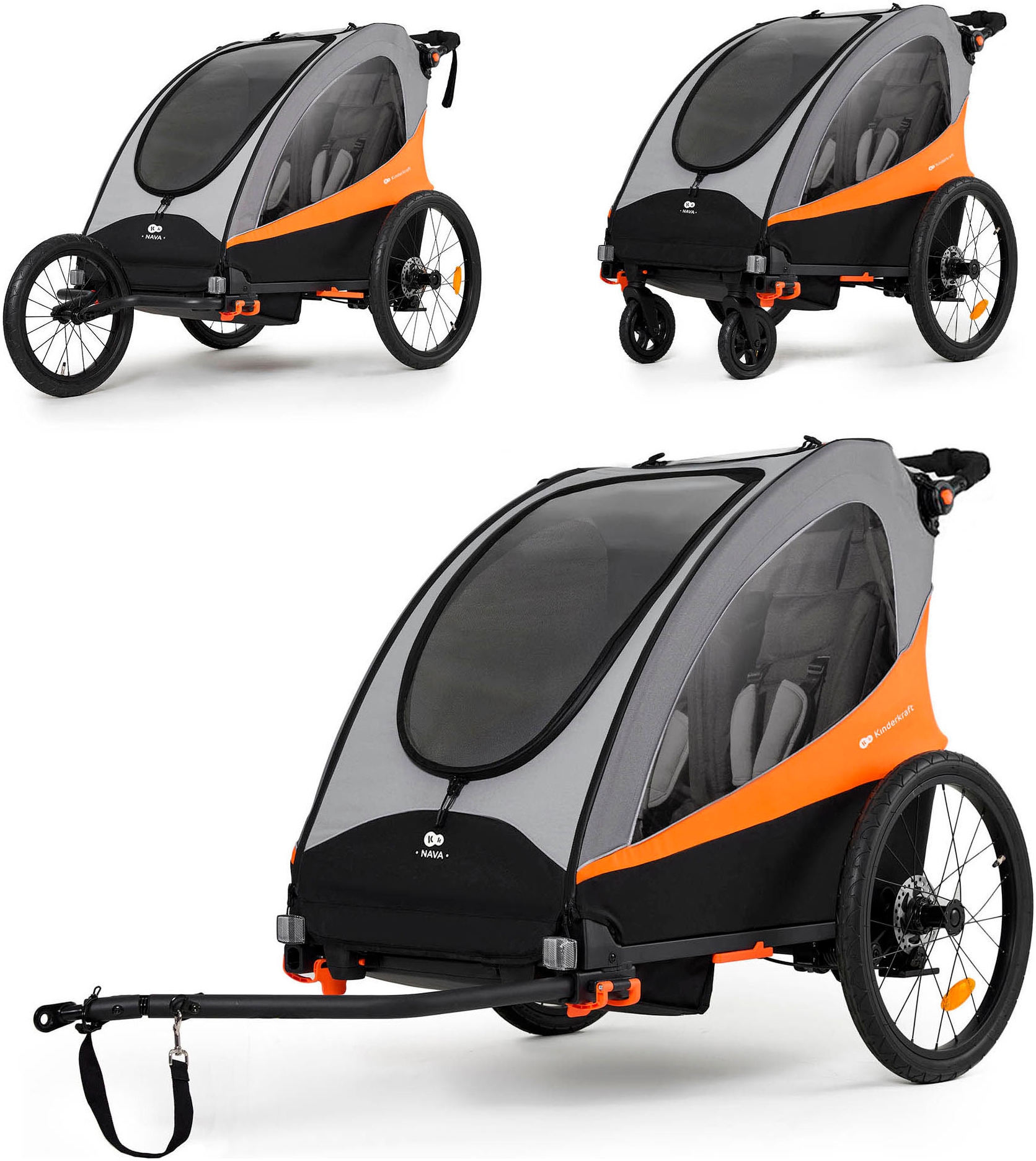 Kinderkraft Fahrradkinderanhänger »NAVA« für 2 Kinder in orange