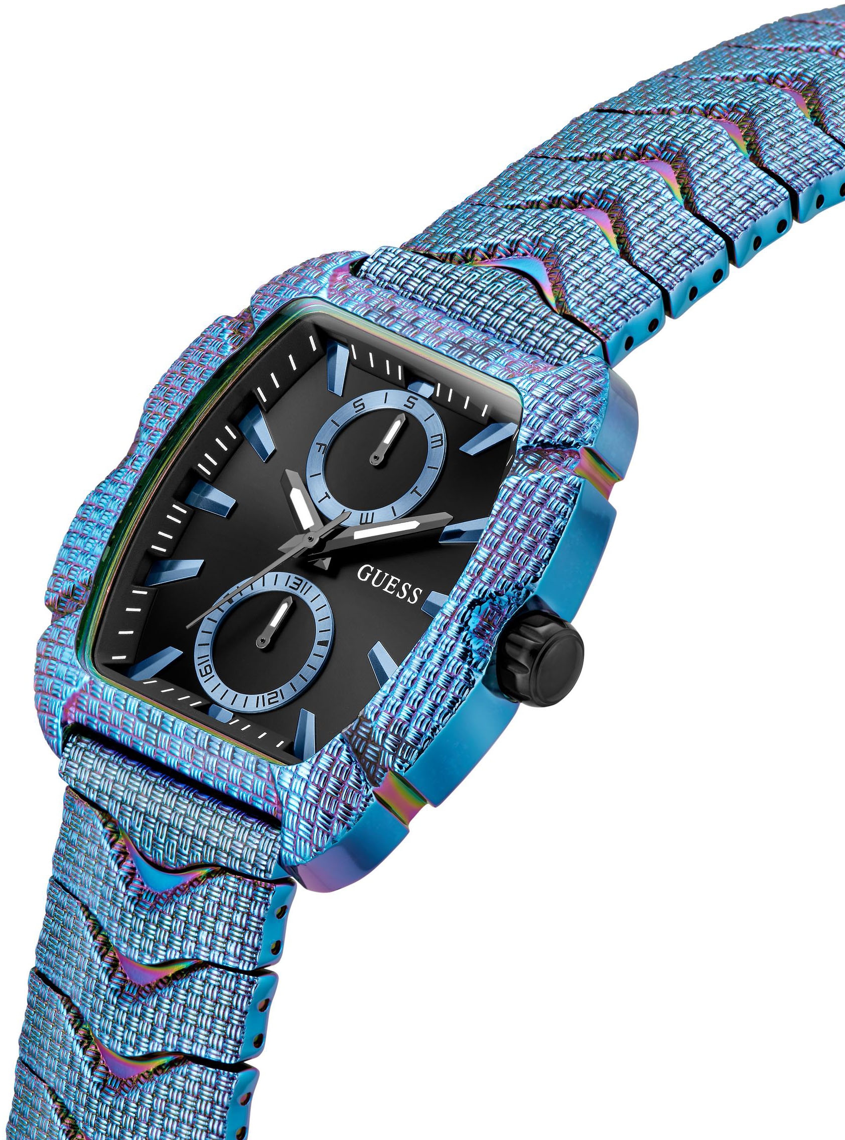 Guess Multifunktionsuhr »NILE« Quarzuhr, Armbanduhr, Herrenuhr, Datum, Wochentag, Edelstahlarmband