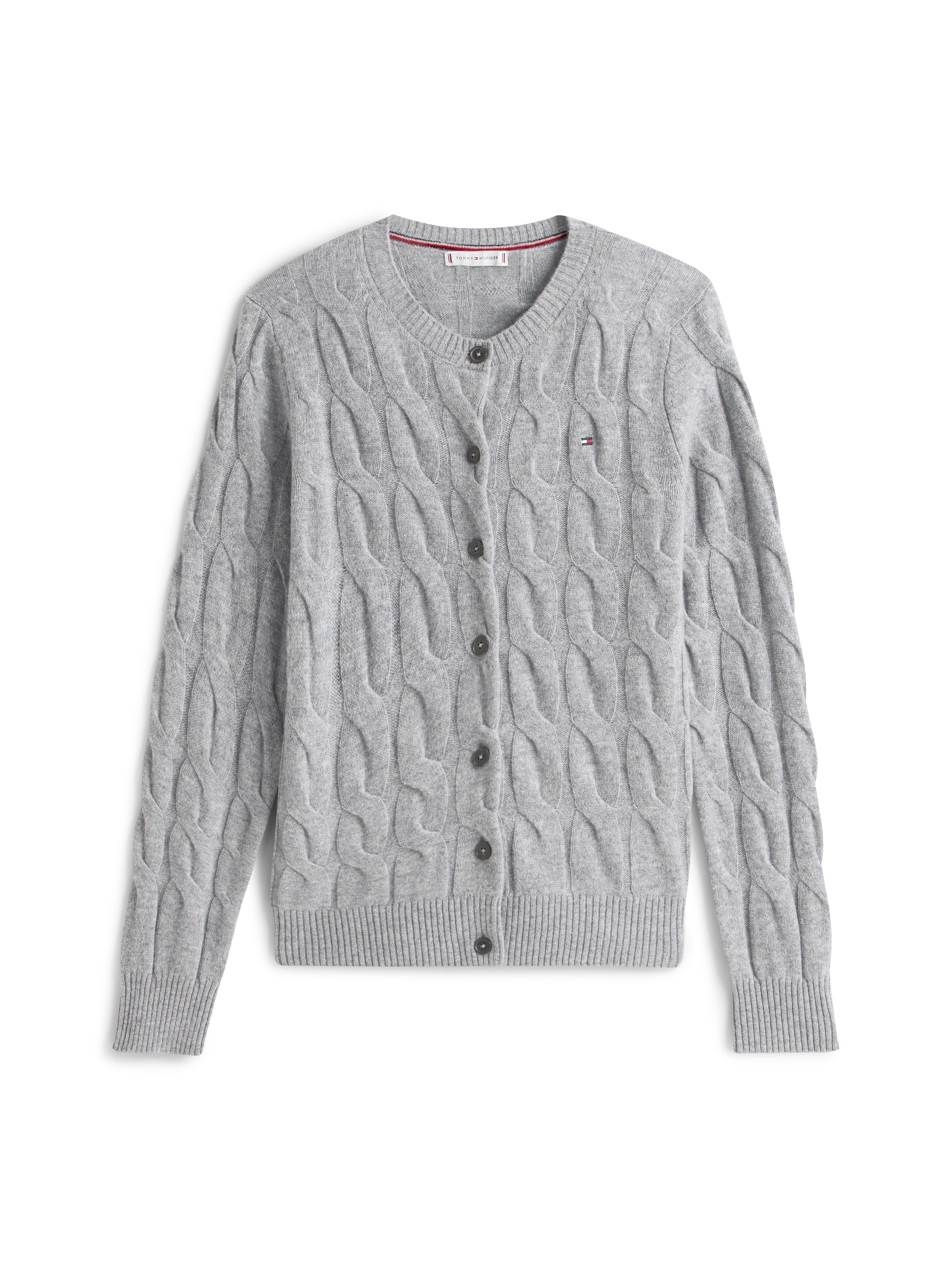 Tommy Hilfiger Strickjacke »SOFT WOOL CABLE C-NK LS CARDIGAN«, mit Zopfmuster, aus reiner Wolle
