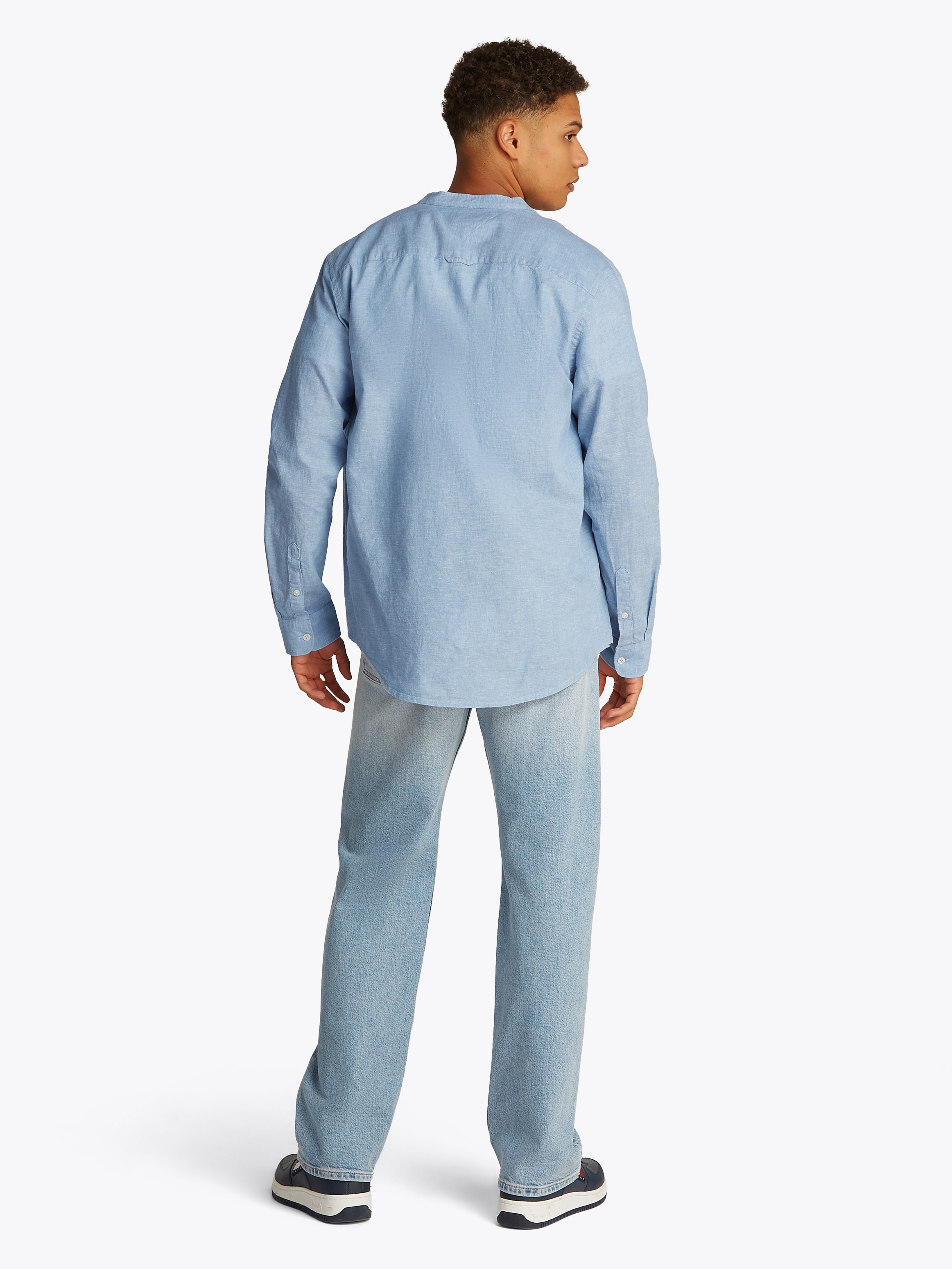 Tommy Jeans Langarmhemd »TJM LINEN MIX BAND COLLAR SHIRT«