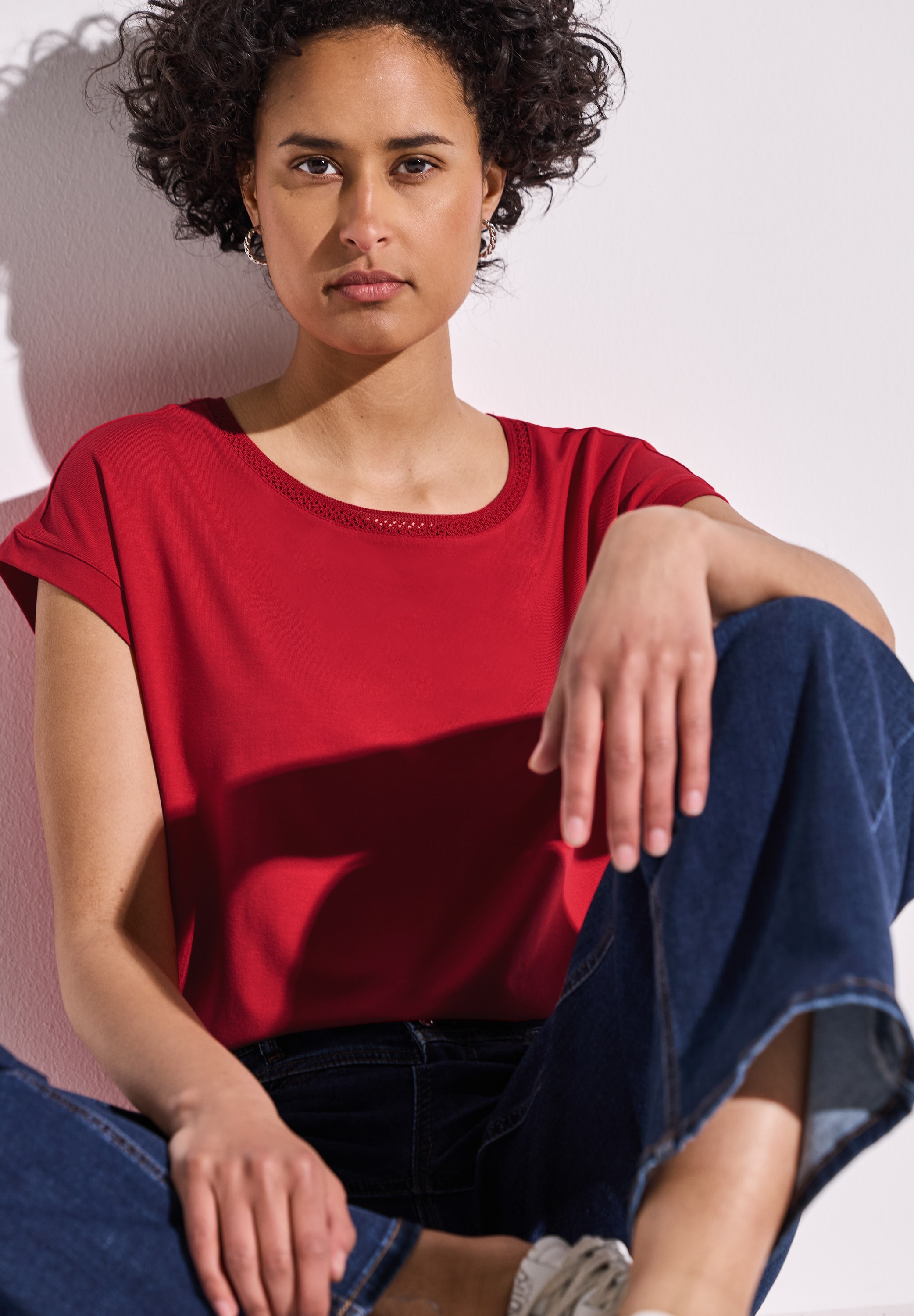 STREET ONE T-Shirt, mit Dekortape und elastischem Saum
