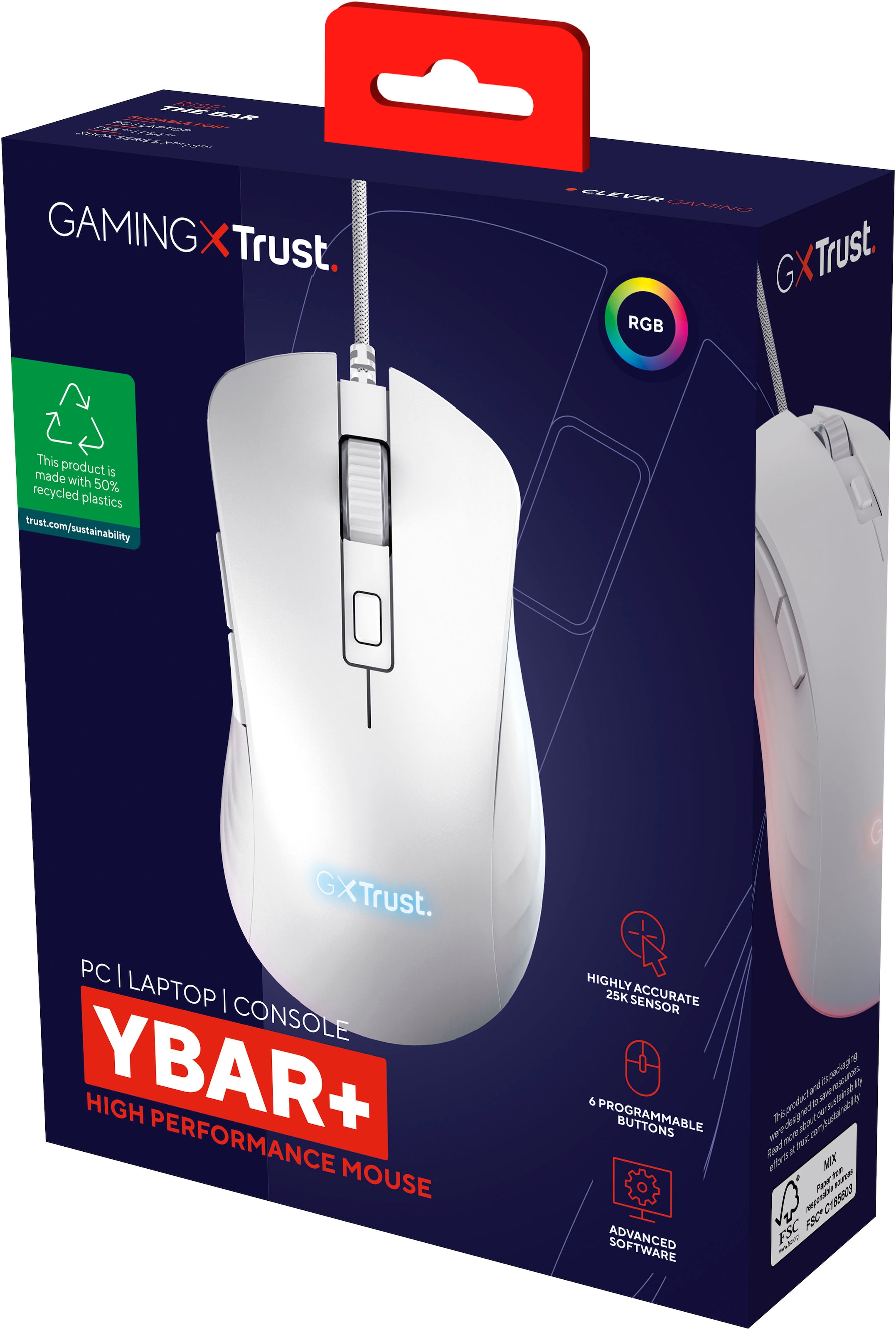 Trust Gaming-Maus »GXT924W Ybar+« kabelgebunden