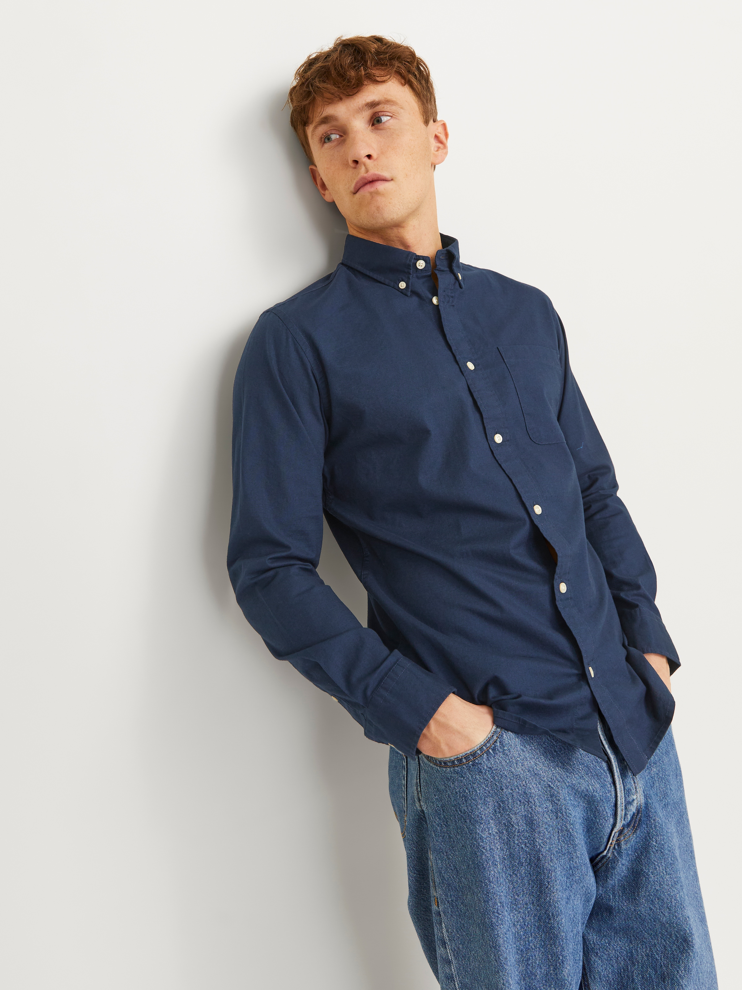 Jack & Jones Langarmhemd »BROOK OXFORD« mit Button-Down Kragen
