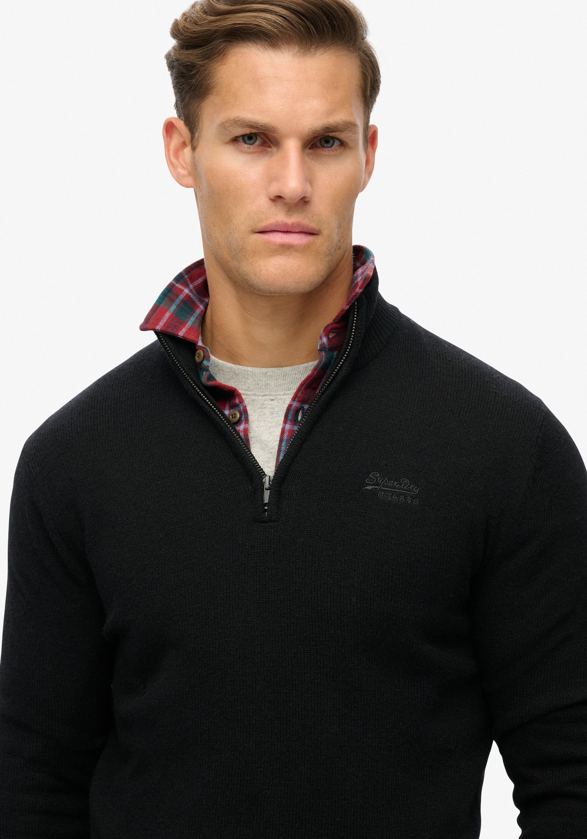 Superdry Strickpullover »ESSENTIAL EMB KNIT HALF ZIP«