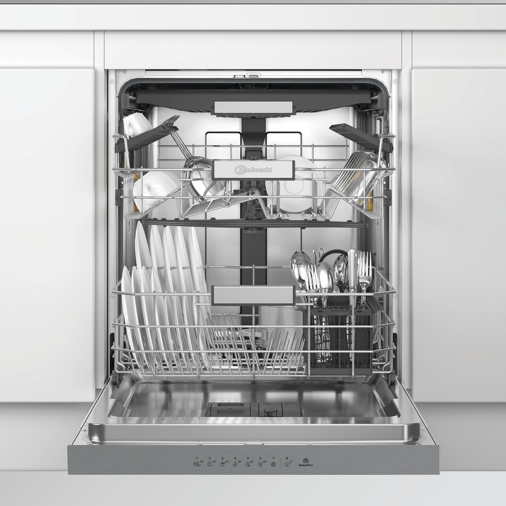 BAUKNECHT teilintegrierbarer Geschirrspüler »OBBC Ecosilent2 9760« 9,5 l 14 tlg. Maßgedecke ActiveDry – automatische Türöffnung für bessere Trockungsergebnisse