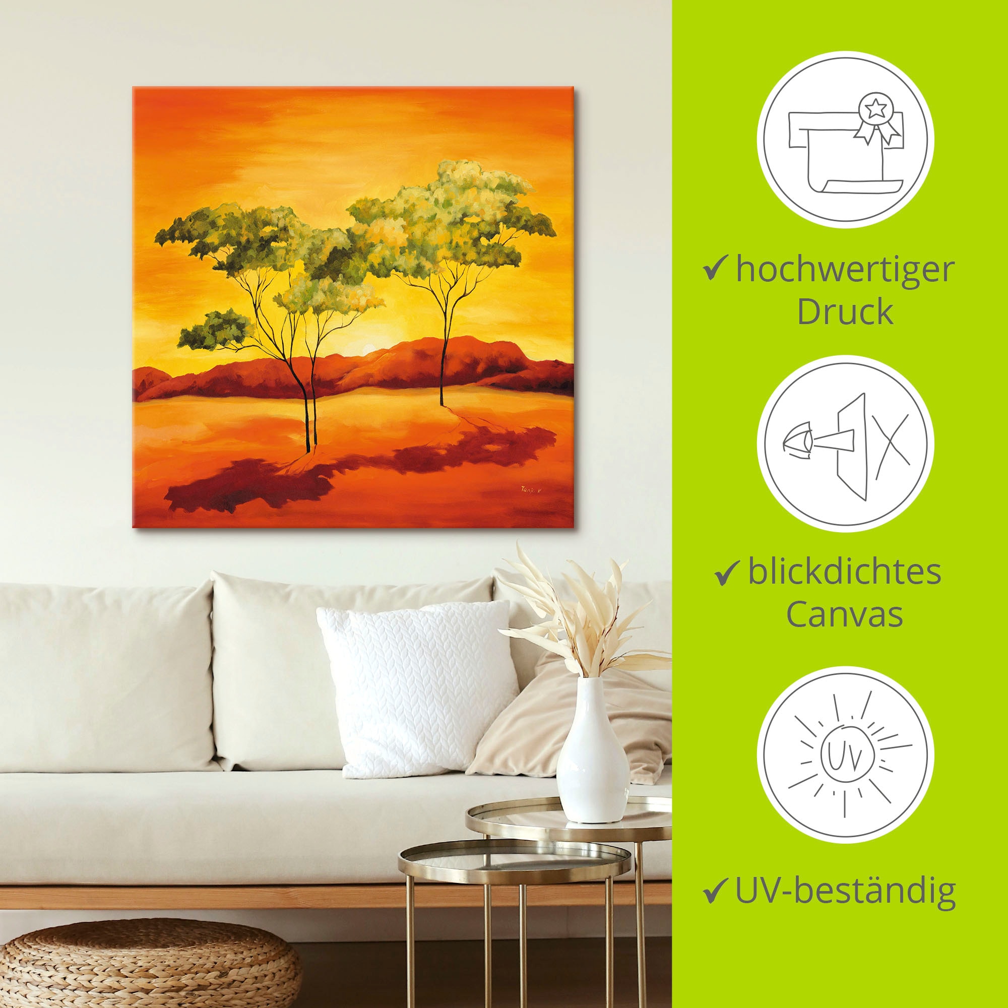 Artland Wandbild »Sonnenuntergang in der Steppe«, Afrika, (1 St.), als Leinwandbild, Poster in verschied. Größen