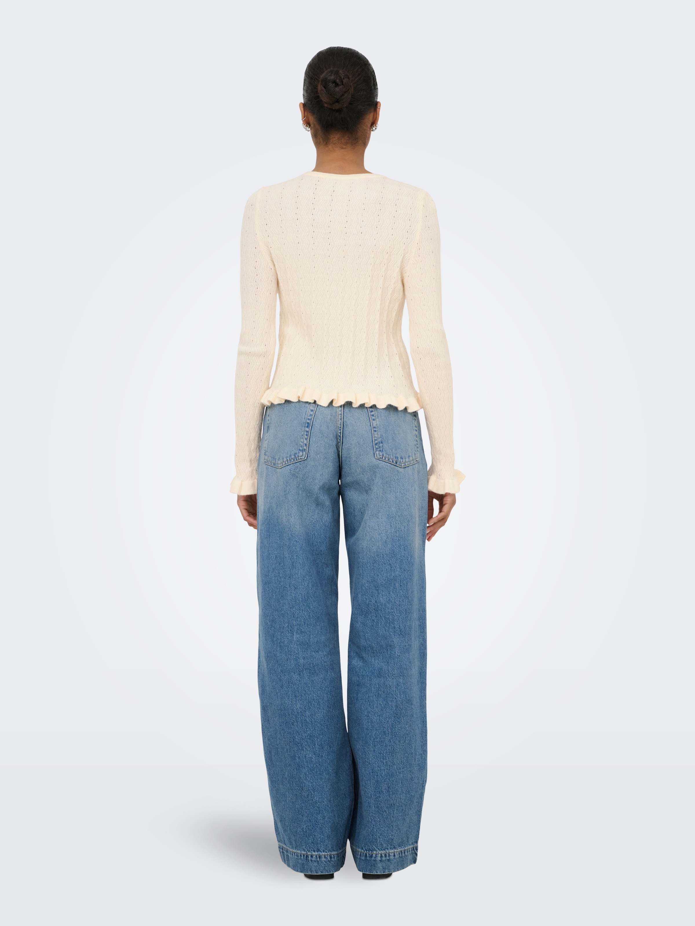 ONLY Strickjacke »ONLIBI LS O-NECK FRILL CARDI EX KNT« Viskosemischung, regular fit