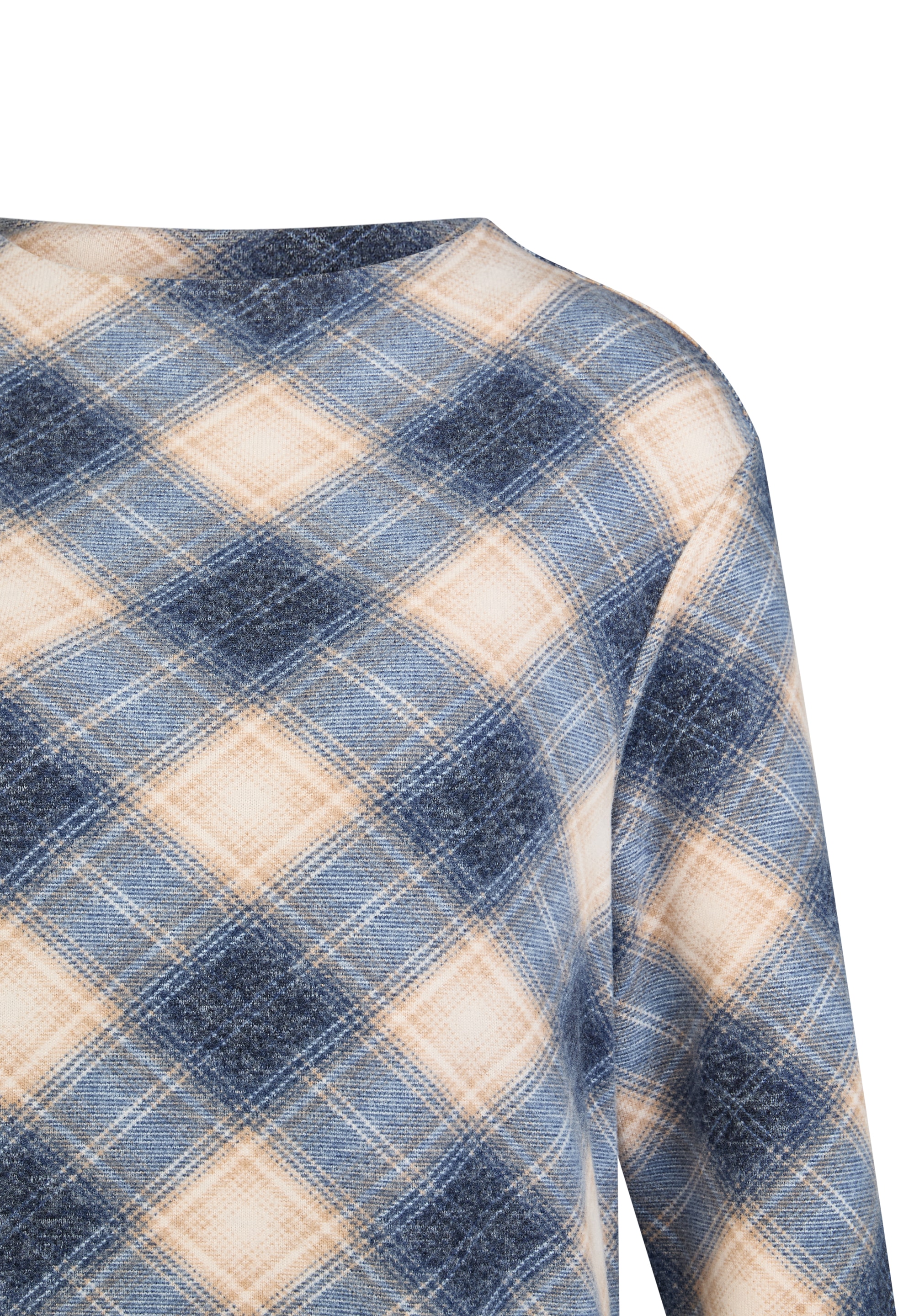 Rabe Langarmshirt im Karo-Look und mit  Viskose/Stretch
