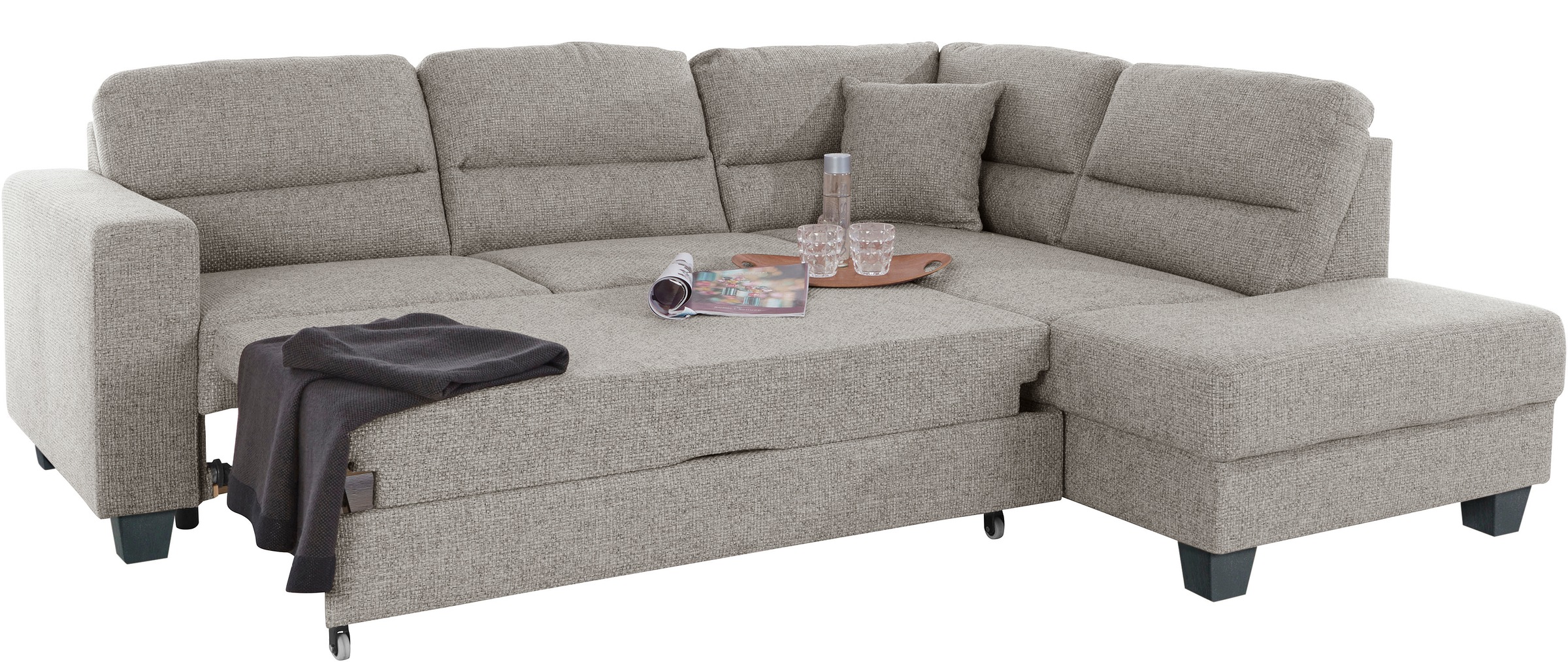 TRENDMANUFAKTUR Ecksofa »Chamber, zeitlos & elegant, bequem, L-Form«, inklusive einer Kopfstütze, wahlweise mit Schlaffunktion