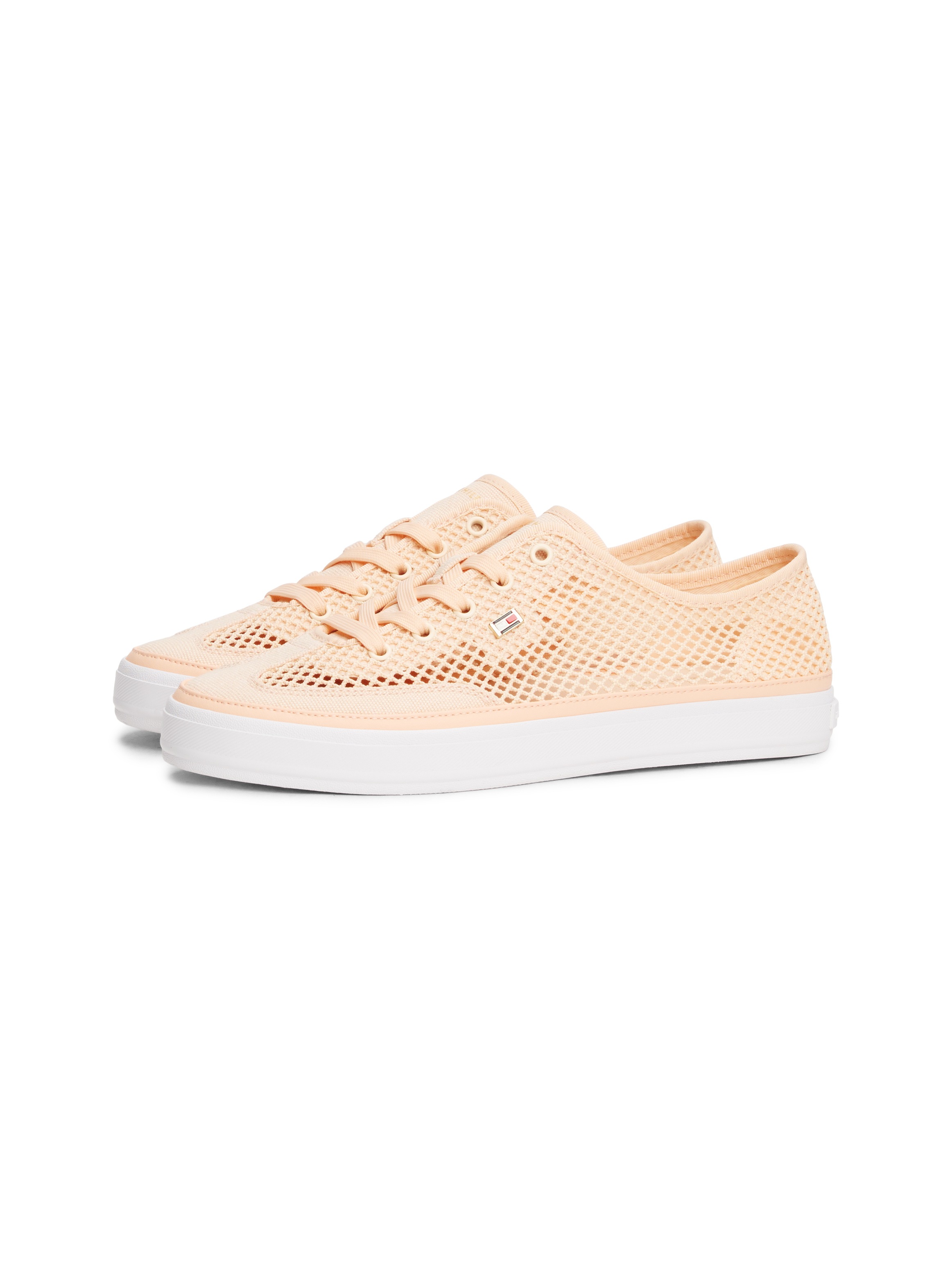 Tommy Hilfiger Plateausneaker »TH OPEN MESH VULC SNEAKER«, Freizeitschuh, Halbschuh, Schnürschuh mit Logoflagge