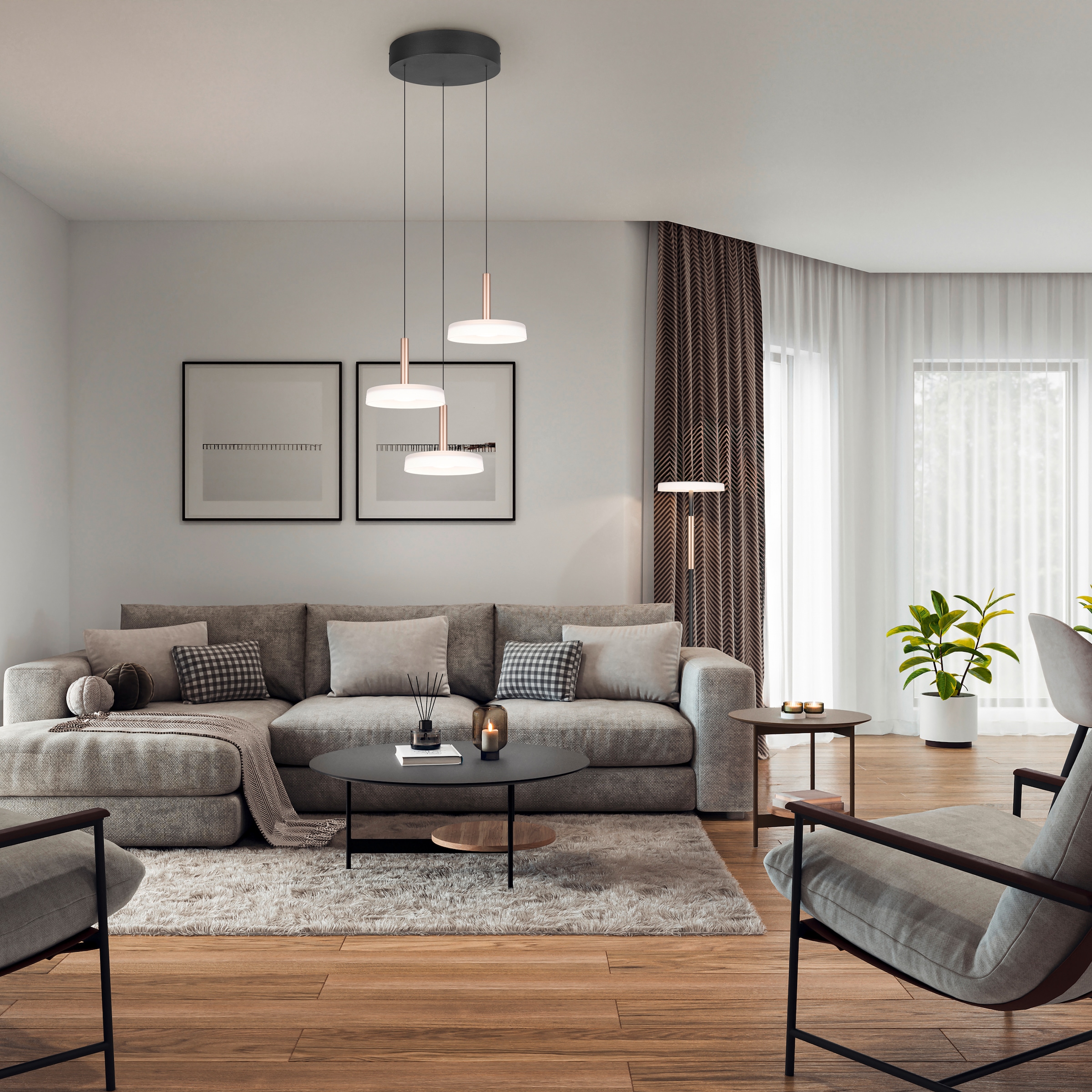 TRIO Leuchten LED Stehlampe »CELESTE, LED Stehleuchte mit 4-Stufen Touchdimmer 15W warmweiß 3000K« LED-Board 1 Stk. Warmweiß 1750 Lumen Höhe 160cm, Stehlampe mit Glasschirm Ø 33cm, Memoryfunktion