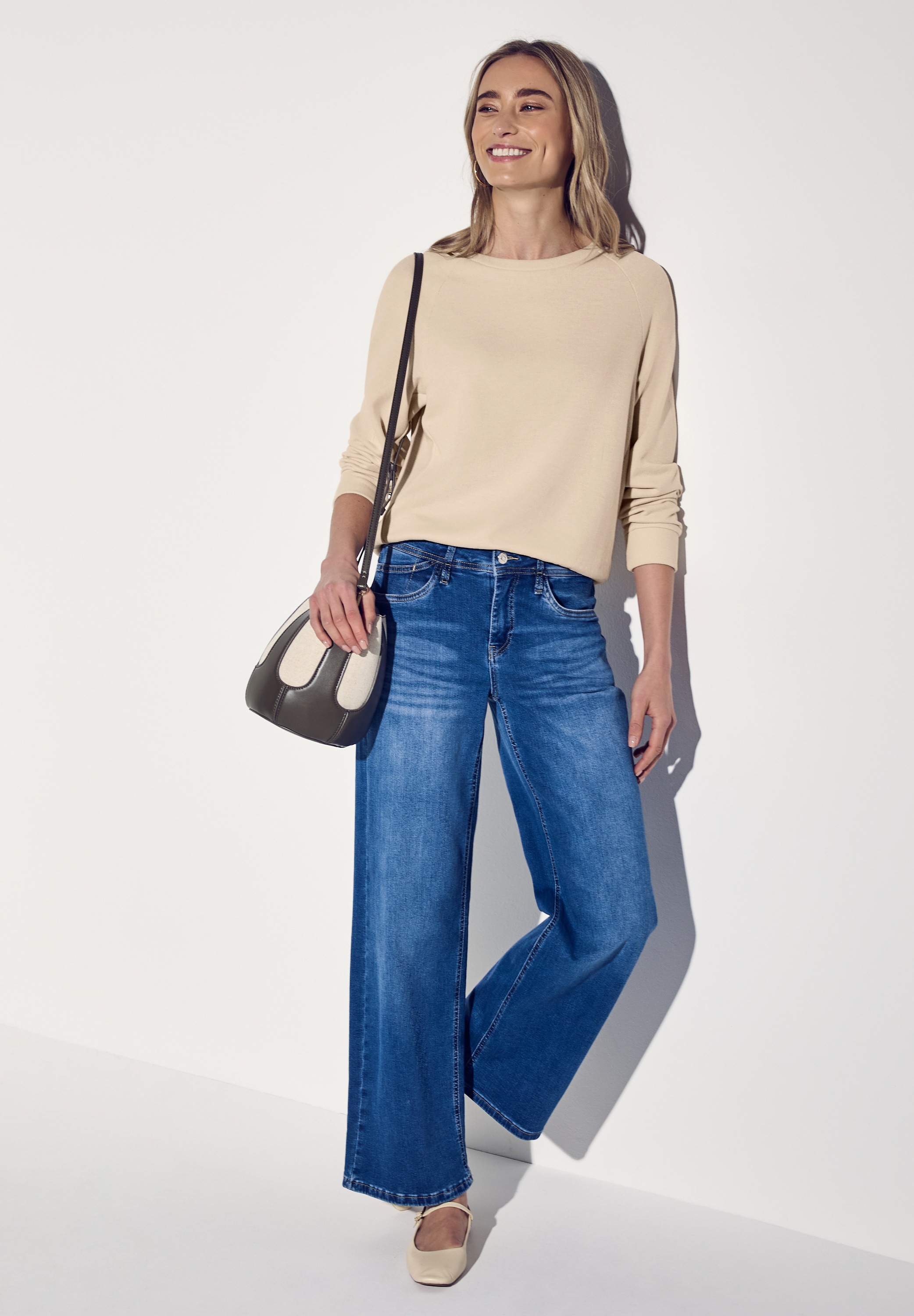 STREET ONE Sweater, mit U-Boot-Ausschnitt und in feiner Struktur-Optik