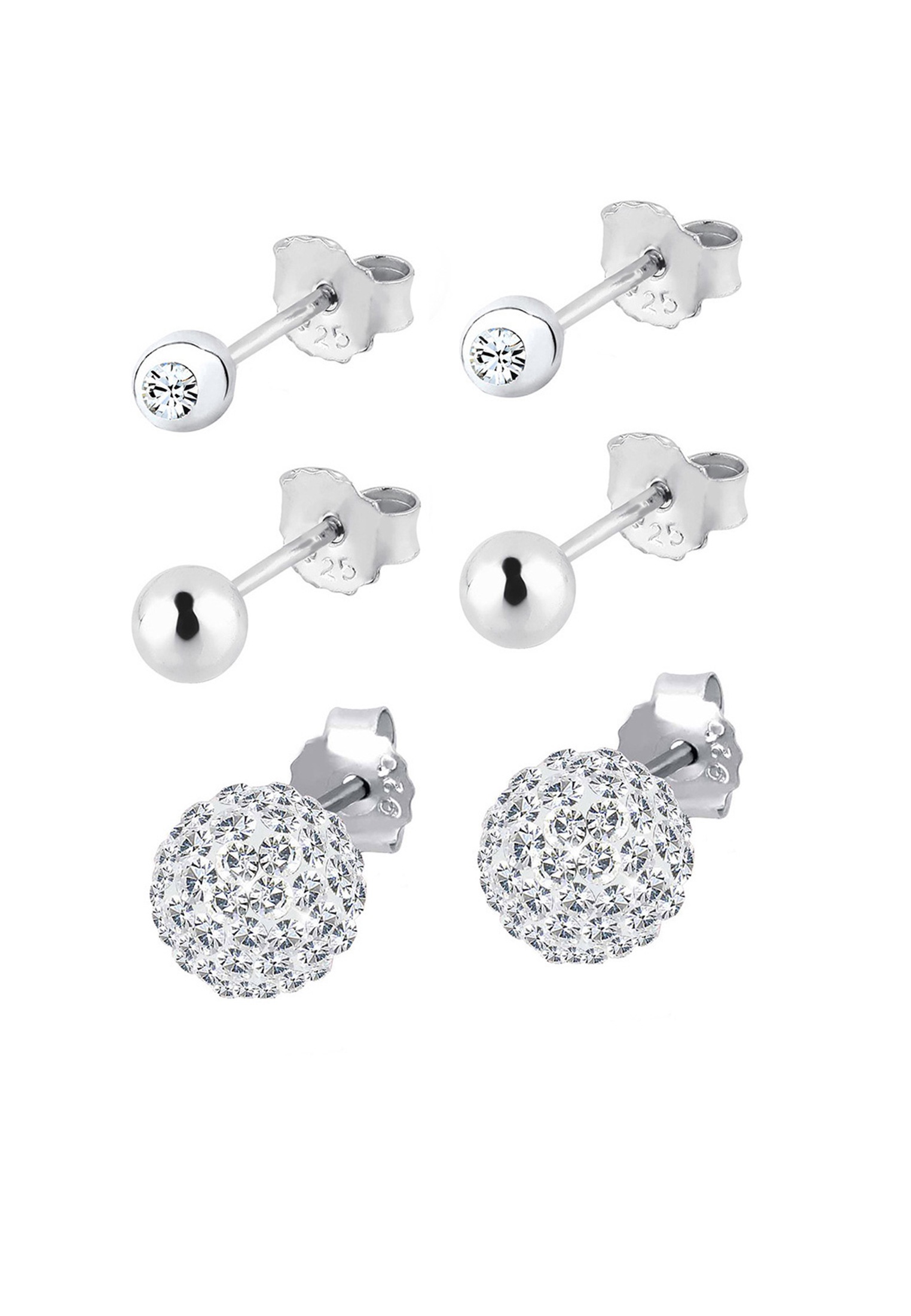 Elli Ohrstecker-Set »Ohrringe 3er Set Kristalle Filigran 925 Silber«