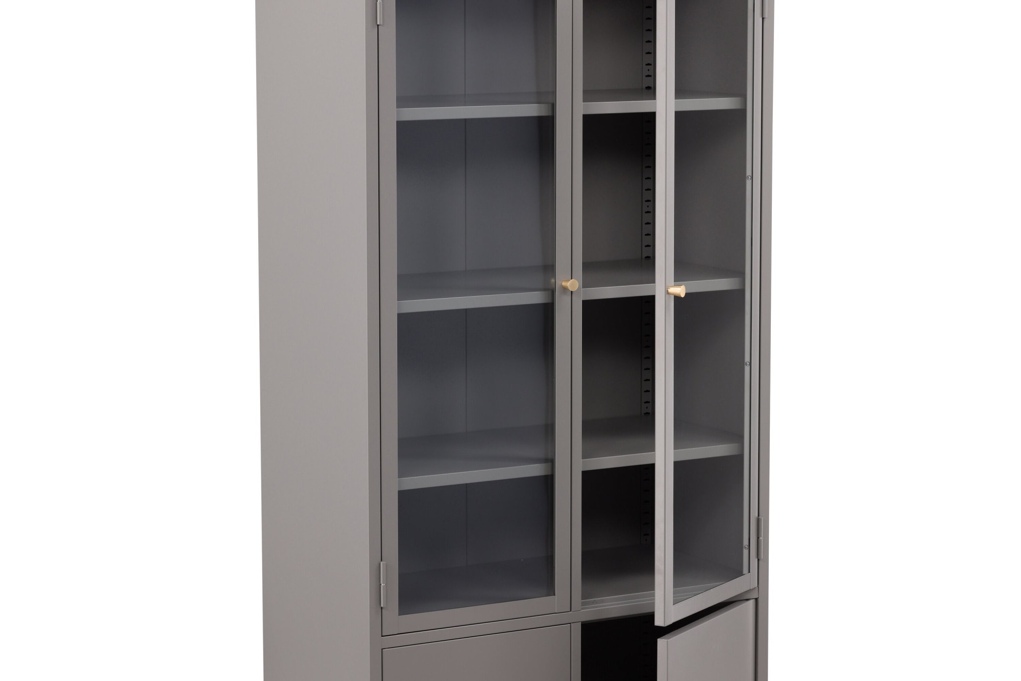 Venture Home Vitrine »Bakal, hoher Stauraumschrank aus Stahl, 4 Türen, Höhe 190 cm« Hochschrank, Pulverbeschichtung, Glastüren, Einlegeböden, kultiviert