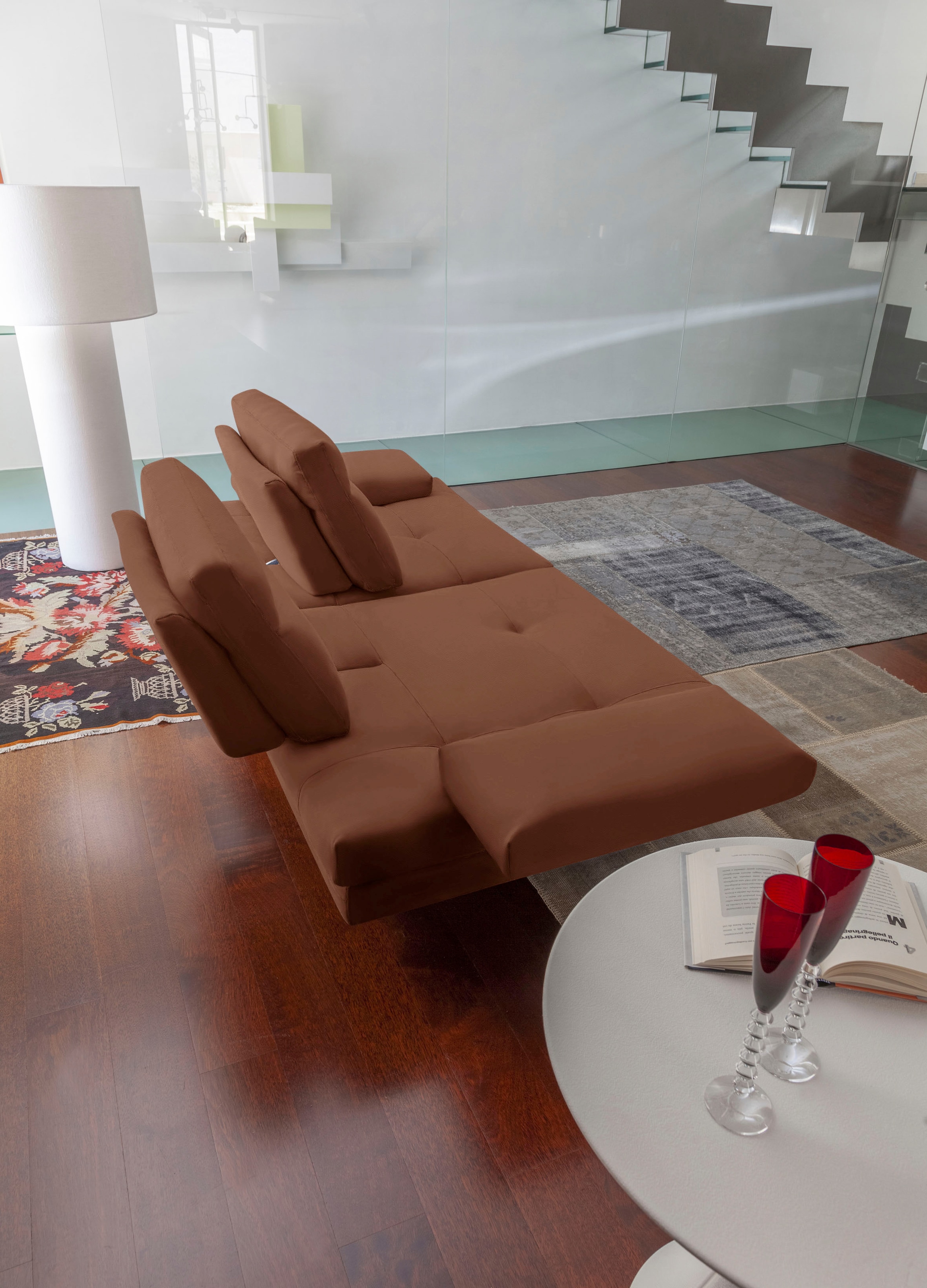 CALIA ITALIA 3,5-Sitzer »Toby Wing, italienisches Designsofa, super bequem, Megasofa«, inkl. Sitztiefenverstellung und Armteilfunktion, Füße in Schwarz matt