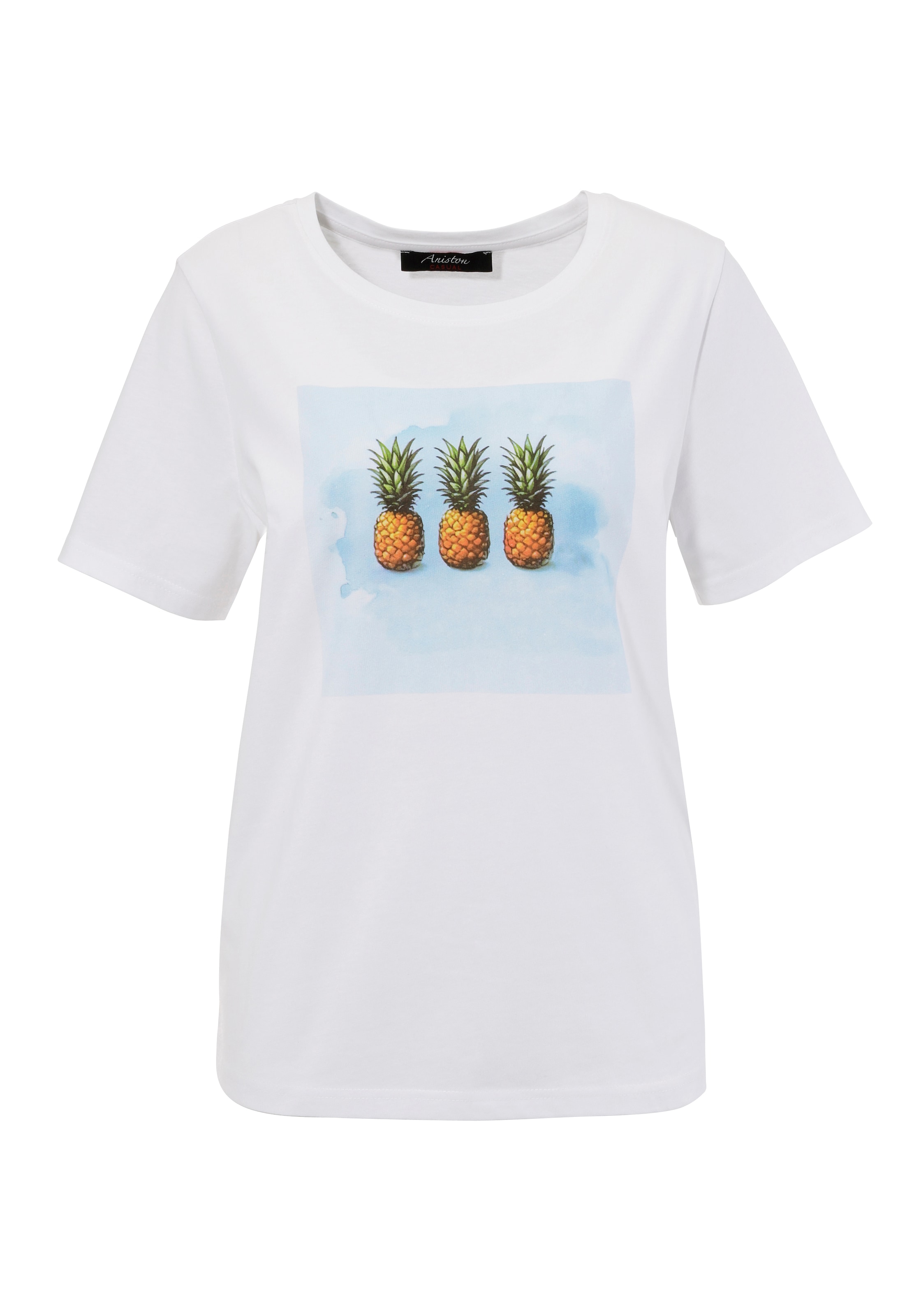 Aniston CASUAL T-Shirt, mit tropischem Ananas-Frontdruck - NEUE KOLLEKTION
