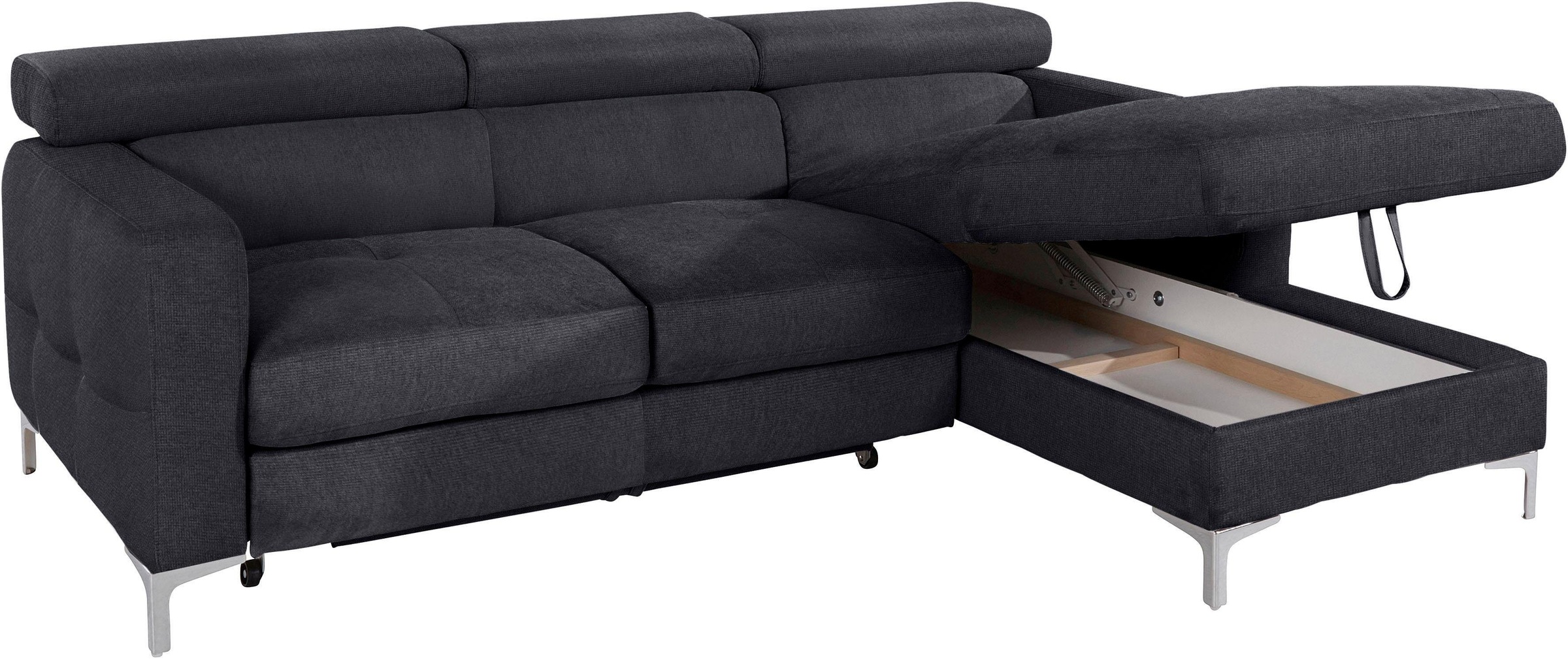 COTTA Polstergarnitur »Sammy L-Form«, (Set), Set bestehend aus: Ecksofa mit Kopfteilverstellung & Hocker