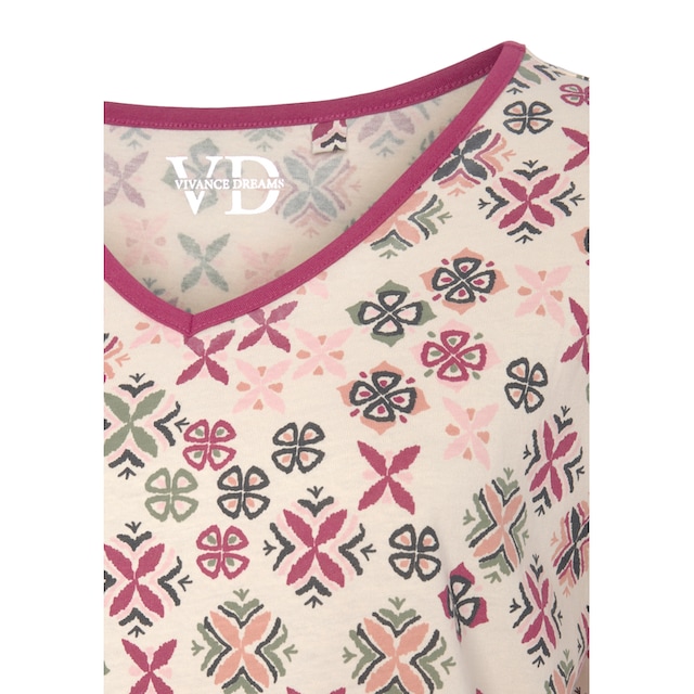Vivance Dreams Pyjama, (Packung, 2 tlg.), mit grafisch-floralem  Alloverdruck bei OTTOversand