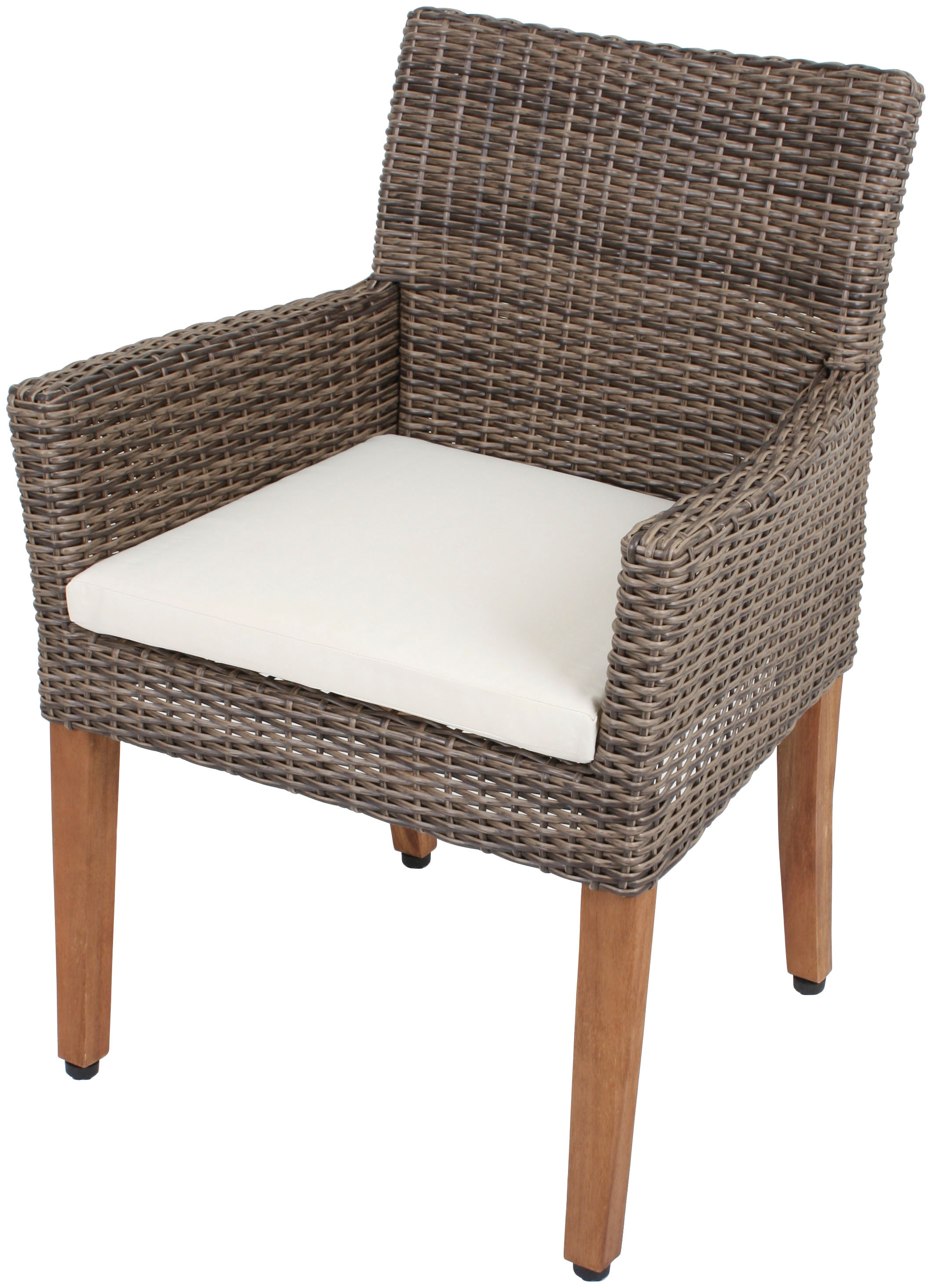 Garden Pleasure Gartenstuhl »PALA«, (Set), 2 St., 2er Set, Akazie/Polyrattan, braun, inkl. Sitzkissen