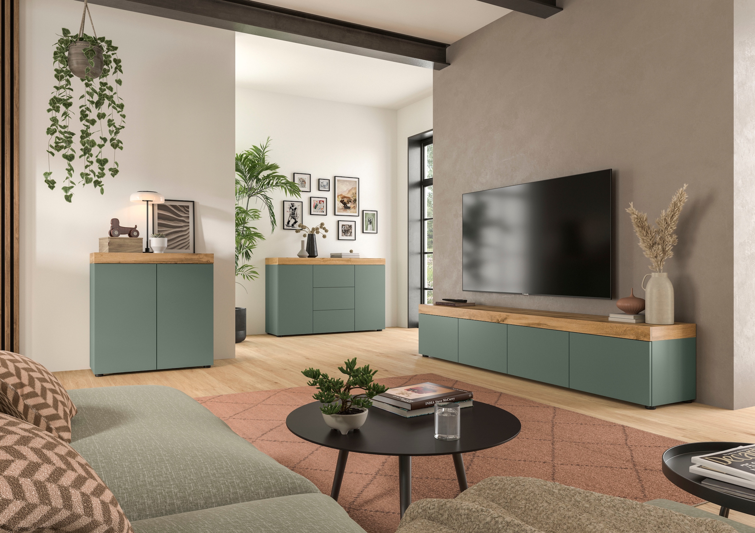 OTTO home Lowboard »MAMBO, TOPSELLER!, Breite 200cm, 4 Klappen, stehend oder hängend« 2 farbige Ausführung, in verschiedenen Farben erhältlich, 1 Stk. tlg. Lowboard, TV Unterschrank, Tv-Schrank, Wohnzimmer