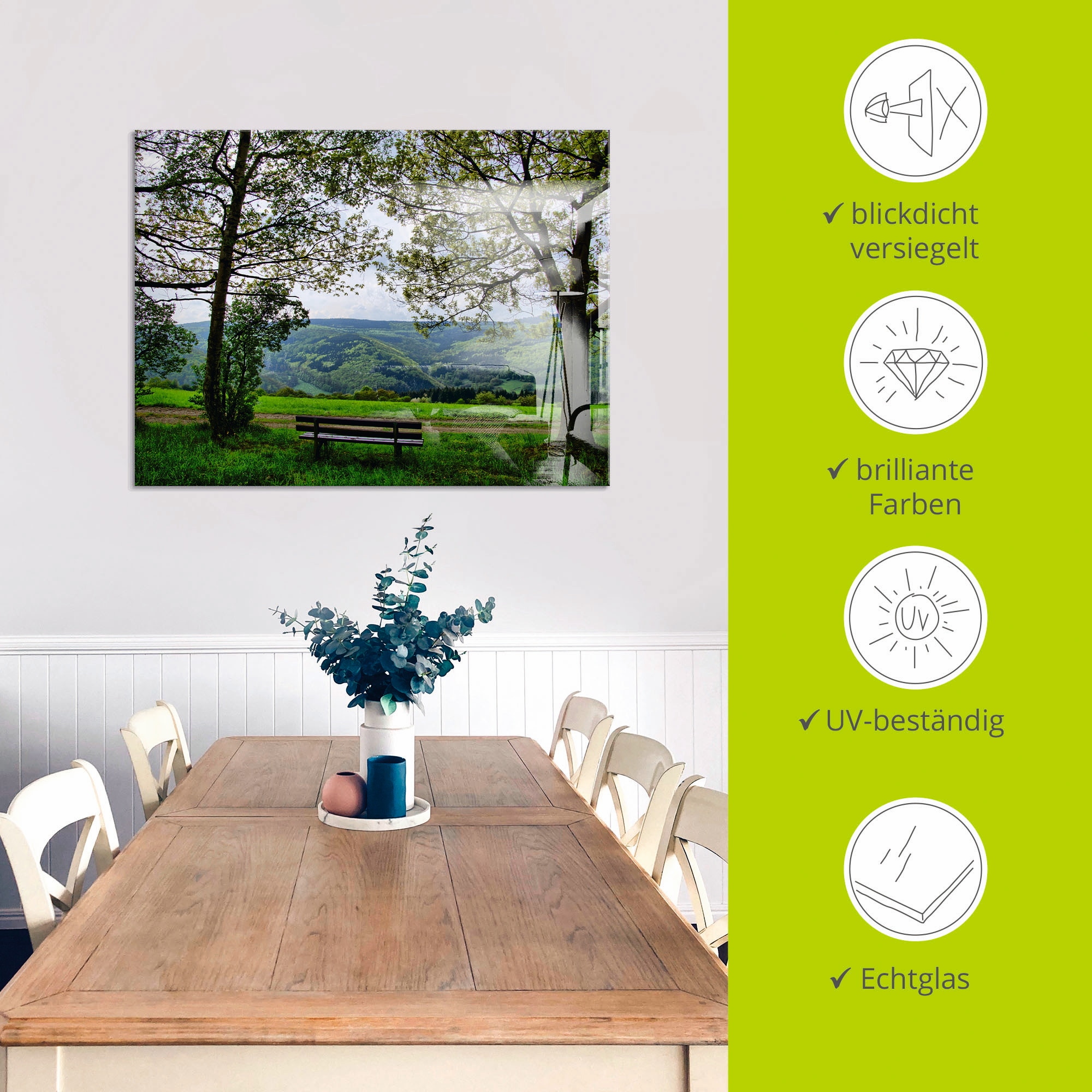 Artland Glasbild »Ausblick in den Frühling«, Felder, (1 St.), in verschiedenen Größen
