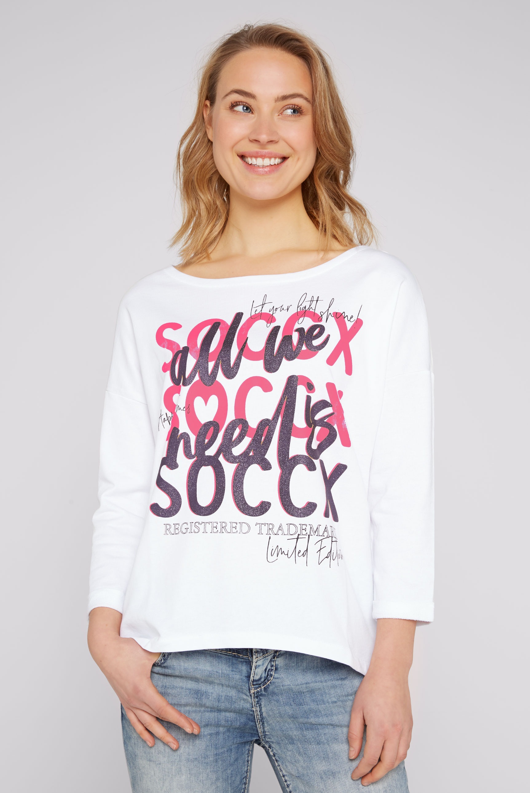 SOCCX Sweatshirt, mit großzügigem Schriftzug