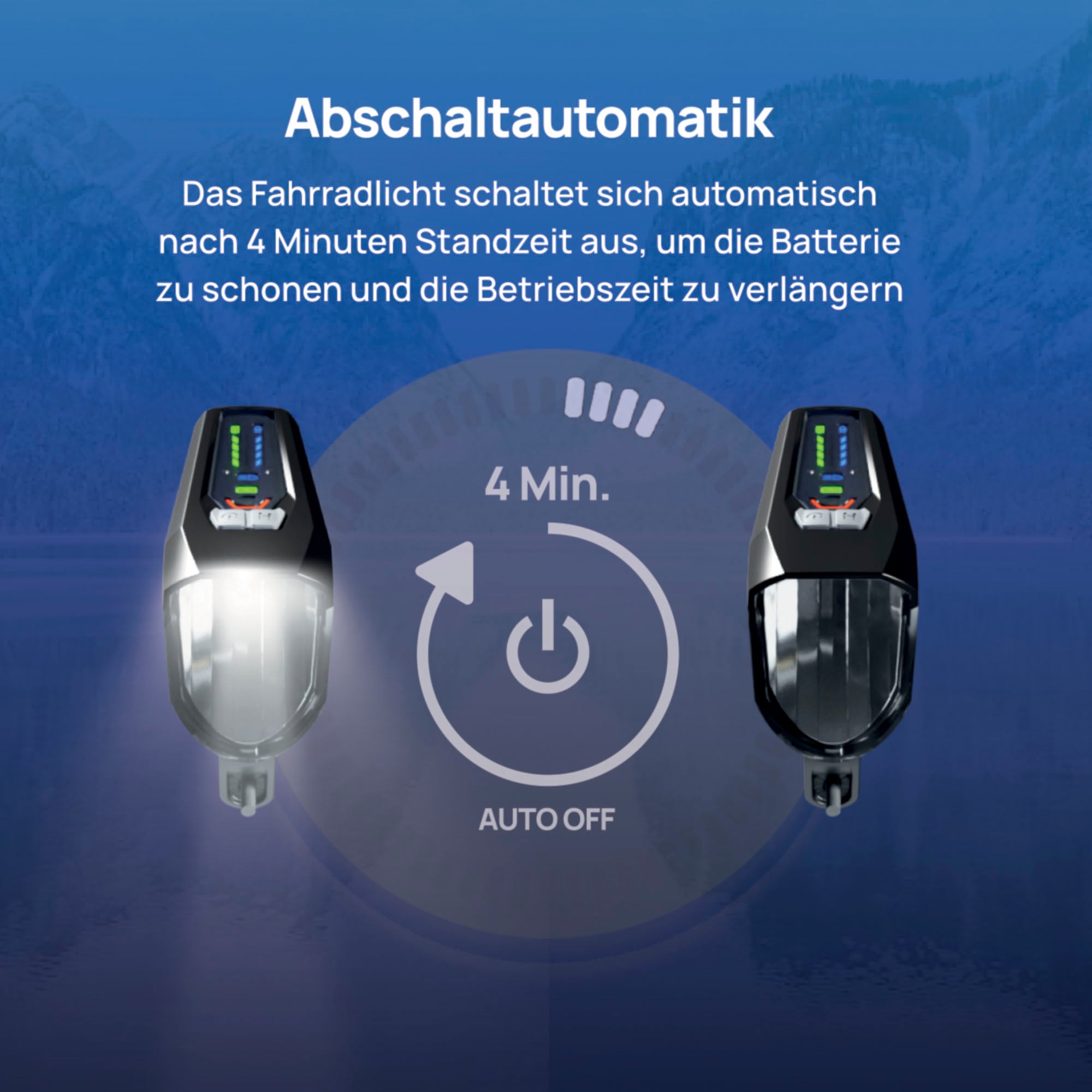 FISCHER Fahrrad Fahrradbeleuchtung »LED-Akku-Bel. Set PLUS 100/130 Fernlicht + TWIN STOP«, (Set, 2 tlg., Front- und Rücklicht inkl. Ladekabel)