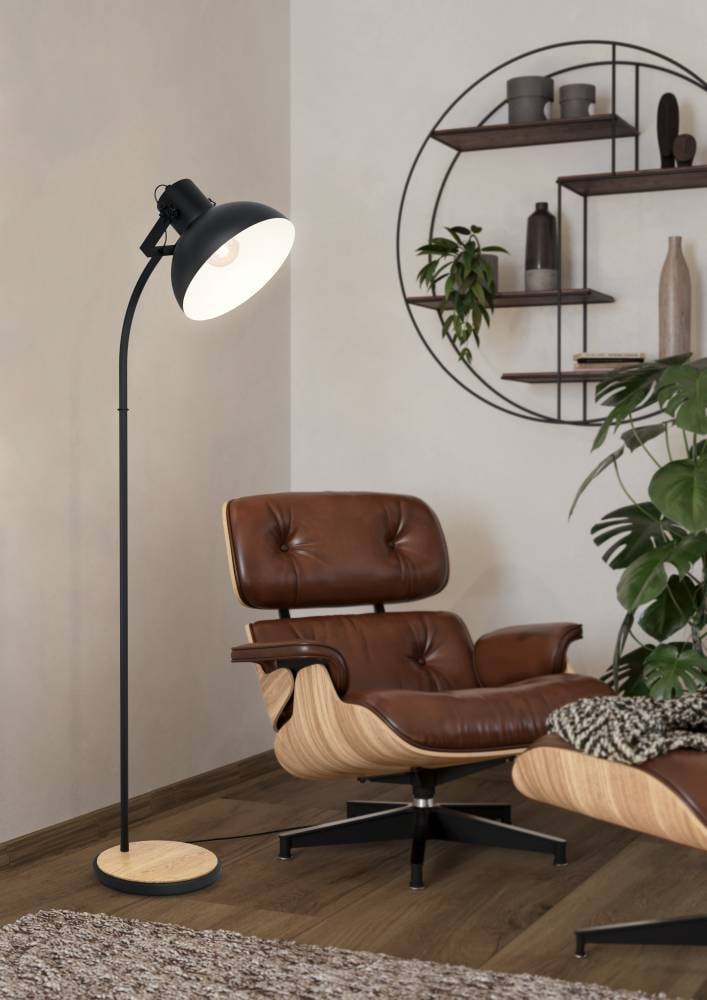 EGLO Stehlampe »LUBENHAM«, 1 flammig, Leuchtmittel E27 | ohne Leuchtmittel, Vintage Stehlampe, Fassung E27, FSC zertifiziert, inkl. Trittschalter