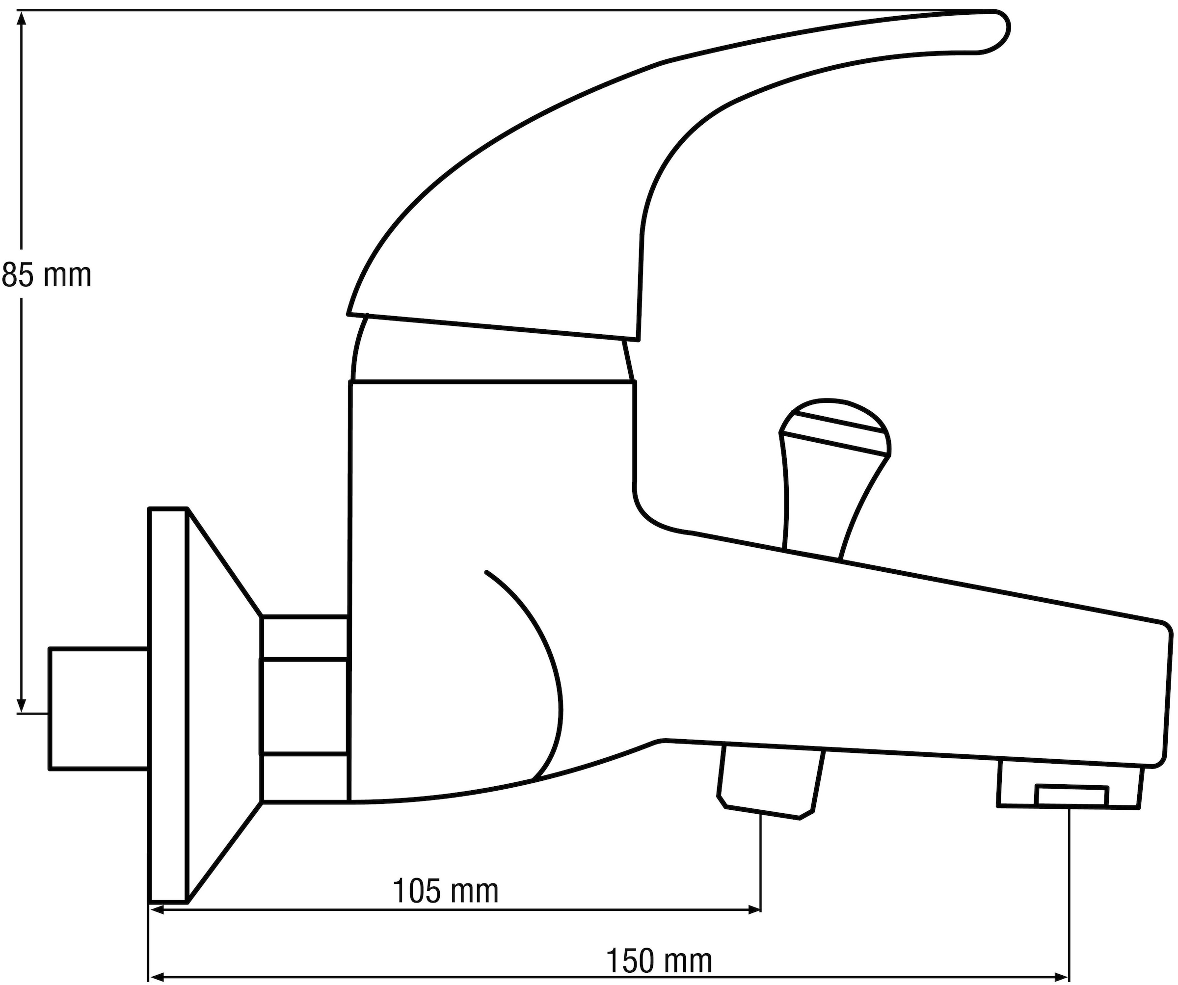 CON:P Badarmatur »Einhebelarmatur "Anza", Messing, verchromt« , 1/2 Zoll Brauseabgang